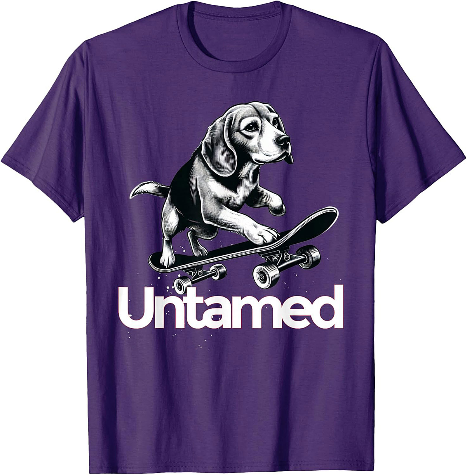 Untamed Beagle Skateboard T-shirt | Funny Dog Skater Graphic Tee