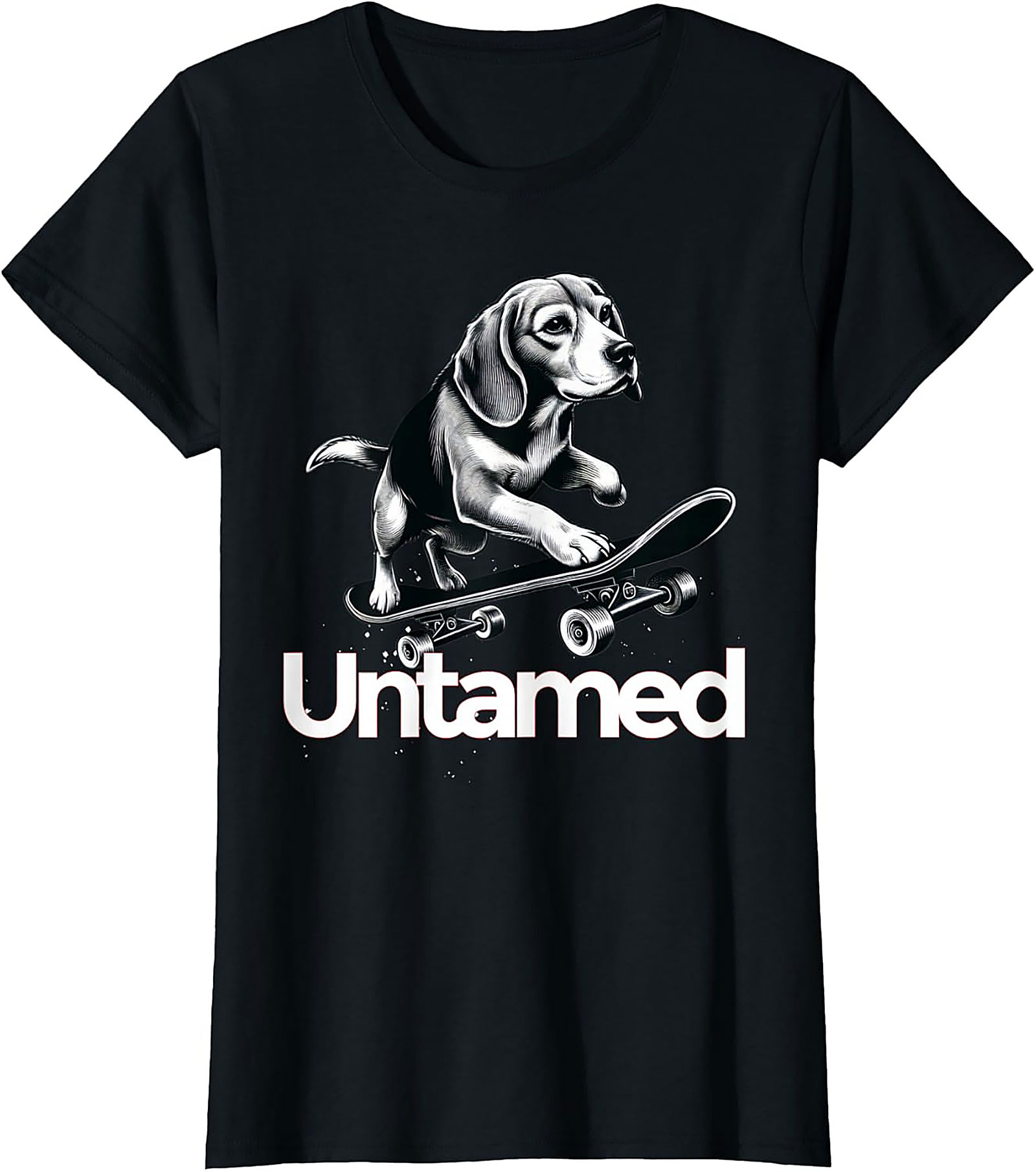 Untamed Beagle Skateboard T-shirt | Funny Dog Skater Graphic Tee
