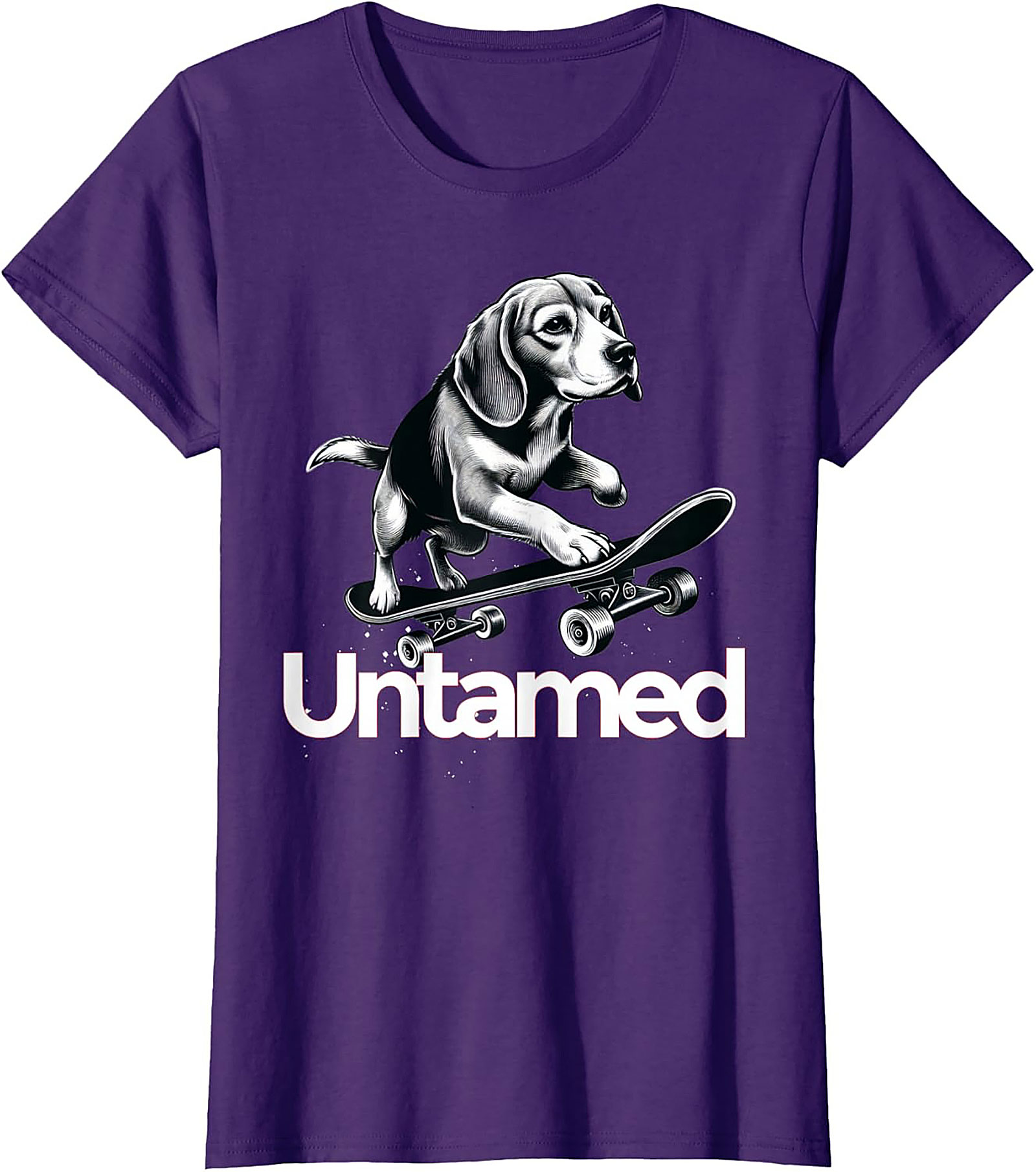 Untamed Beagle Skateboard T-shirt | Funny Dog Skater Graphic Tee
