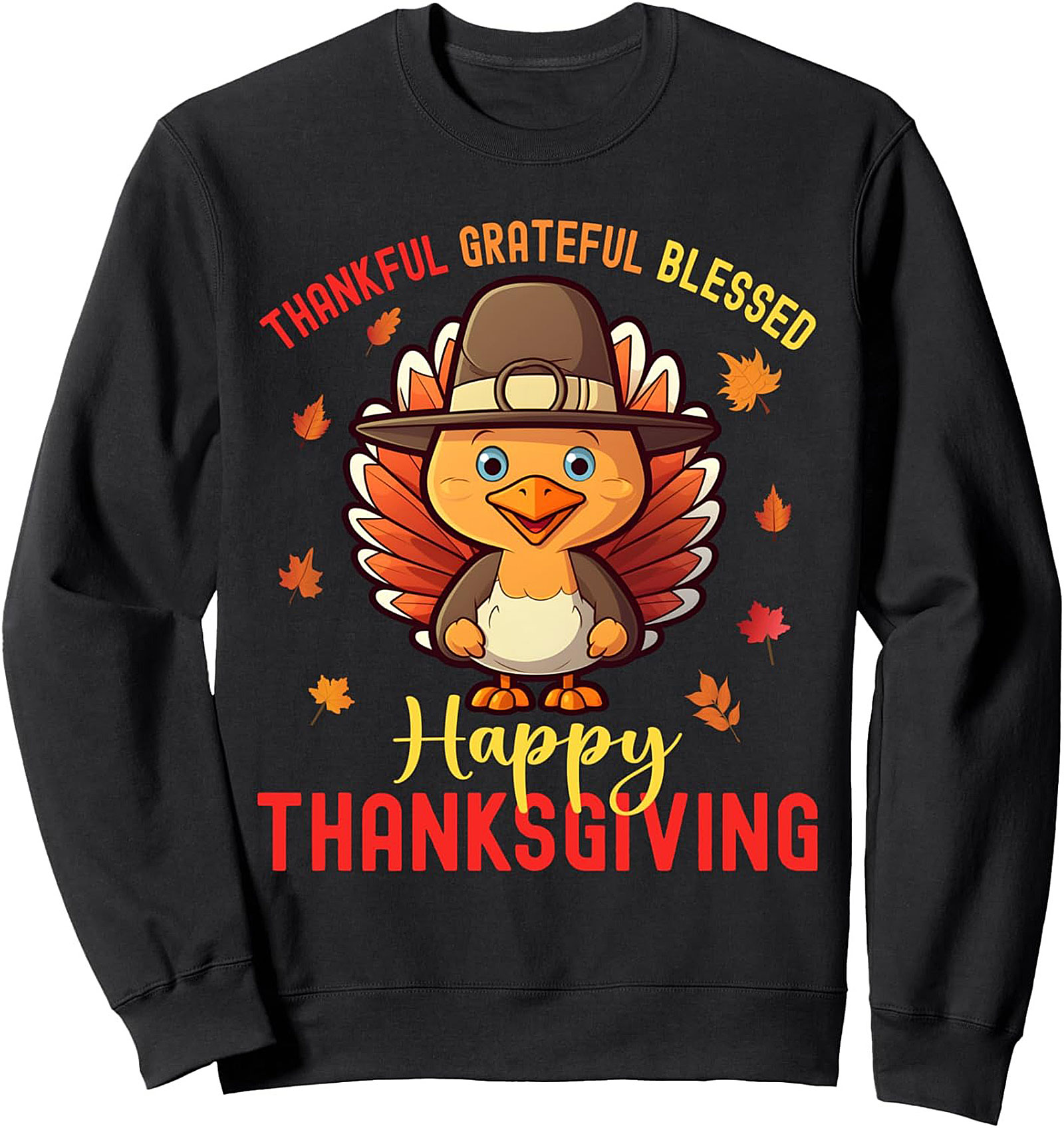 Thankful Grateful Blessed Thanksgiving Crewneck Sweatshirt