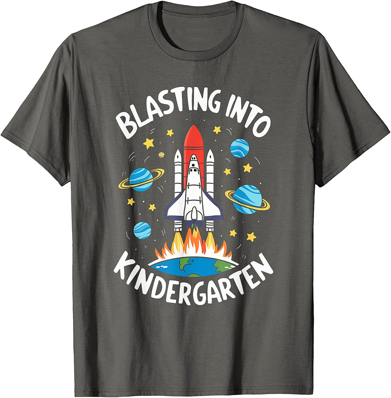Blasting Into Kindergarten T-shirt | First Day of School Space Shuttle Graphic Tee