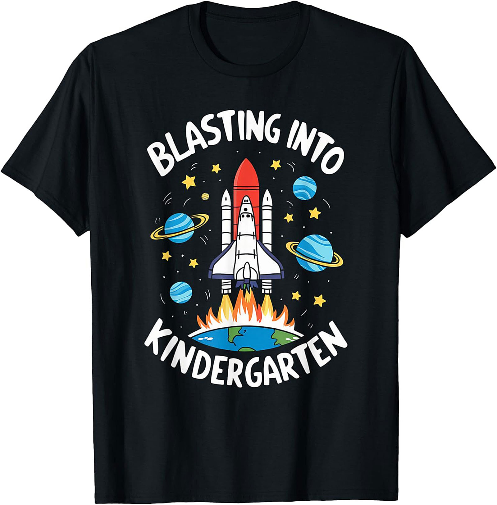 Blasting Into Kindergarten T-shirt | First Day of School Space Shuttle Graphic Tee
