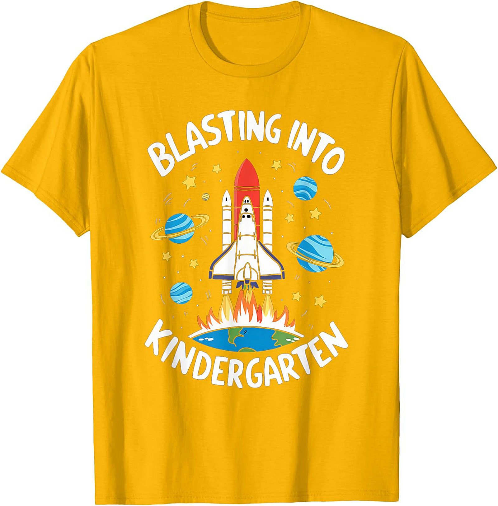 Blasting Into Kindergarten T-shirt | First Day of School Space Shuttle Graphic Tee