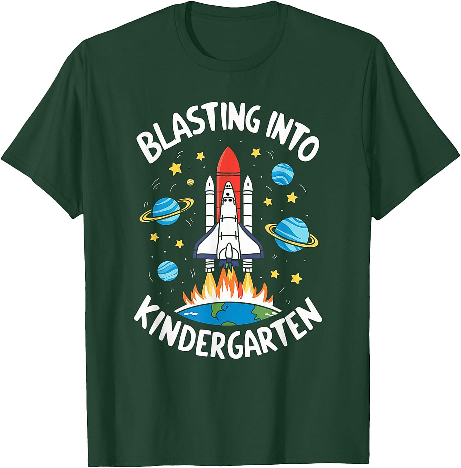 Blasting Into Kindergarten T-shirt | First Day of School Space Shuttle Graphic Tee