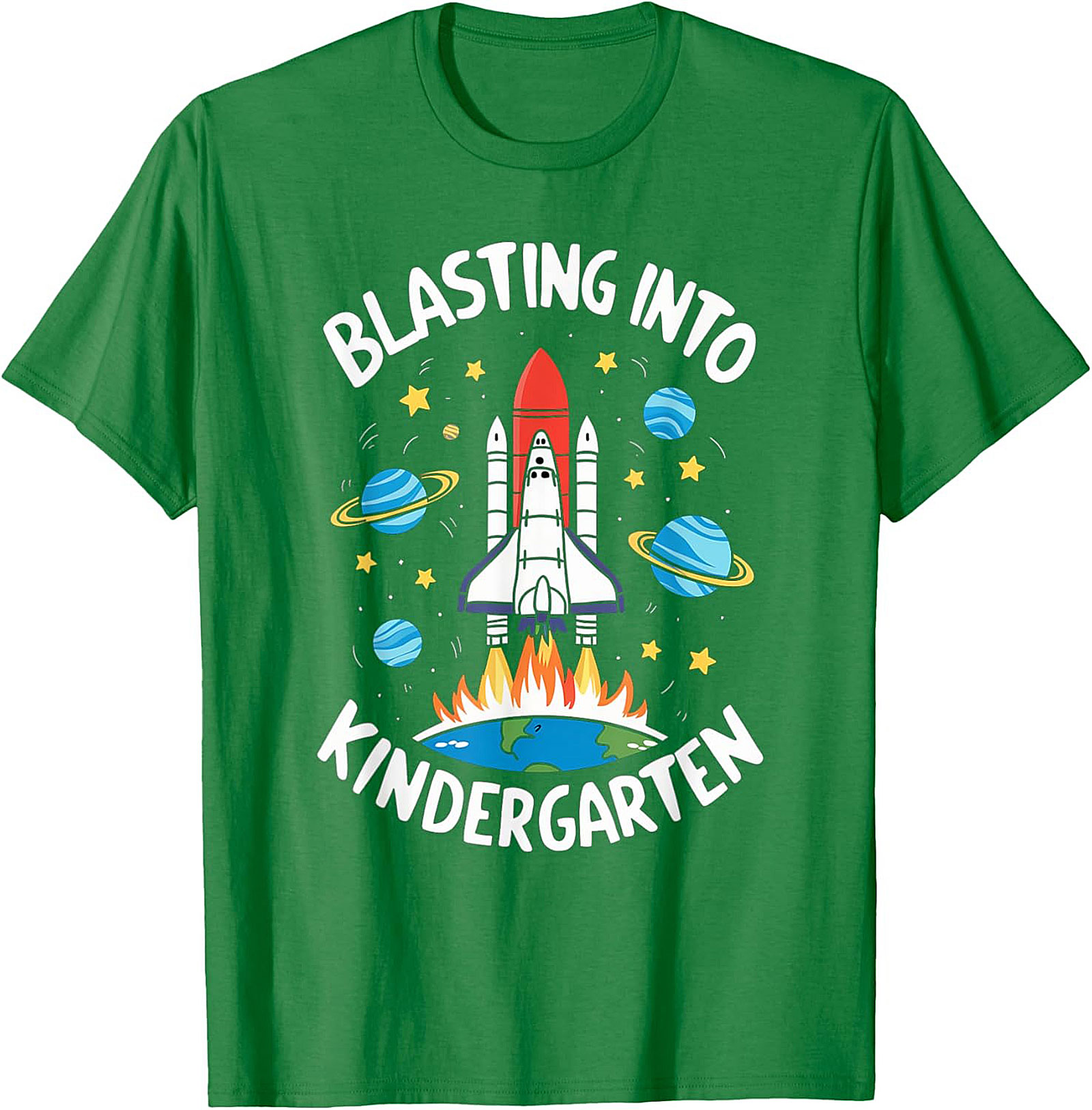 Blasting Into Kindergarten T-shirt | First Day of School Space Shuttle Graphic Tee