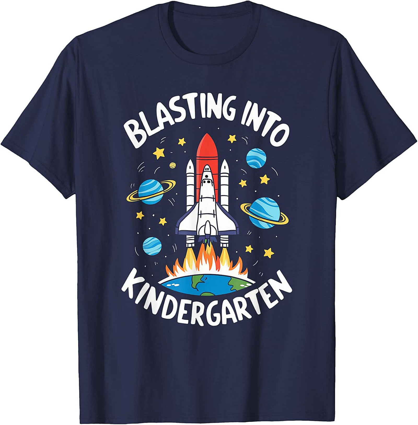 Blasting Into Kindergarten T-shirt | First Day of School Space Shuttle Graphic Tee