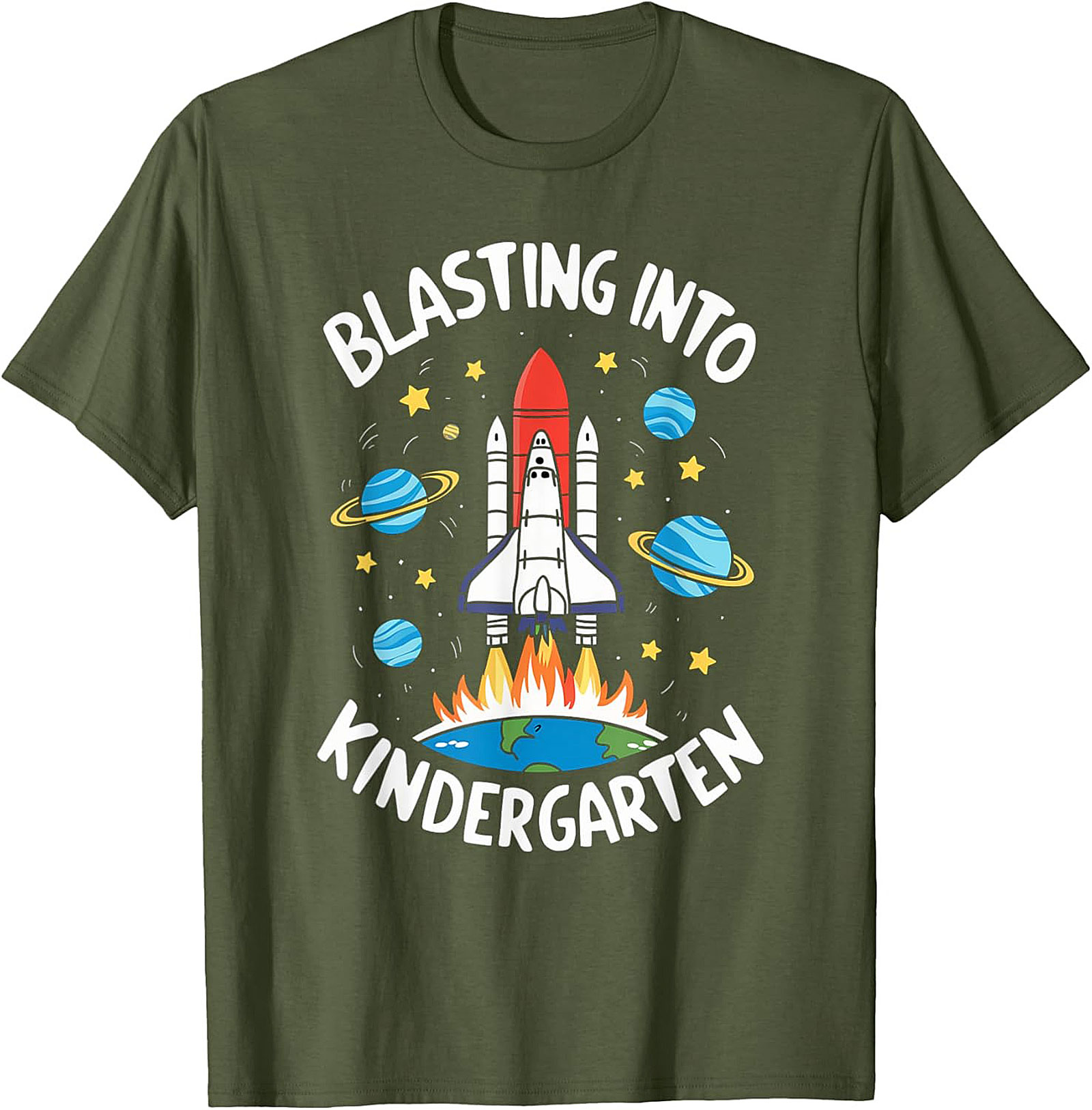 Blasting Into Kindergarten T-shirt | First Day of School Space Shuttle Graphic Tee