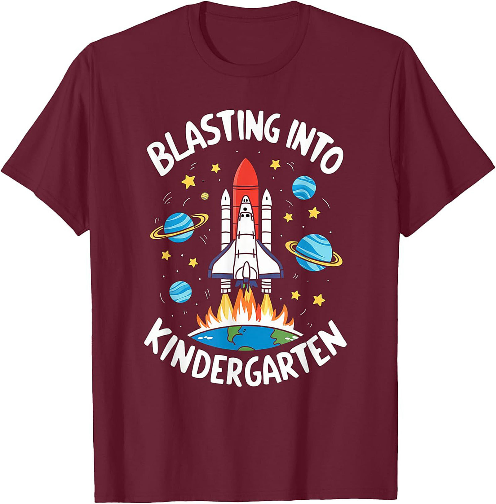 Blasting Into Kindergarten T-shirt | First Day of School Space Shuttle Graphic Tee
