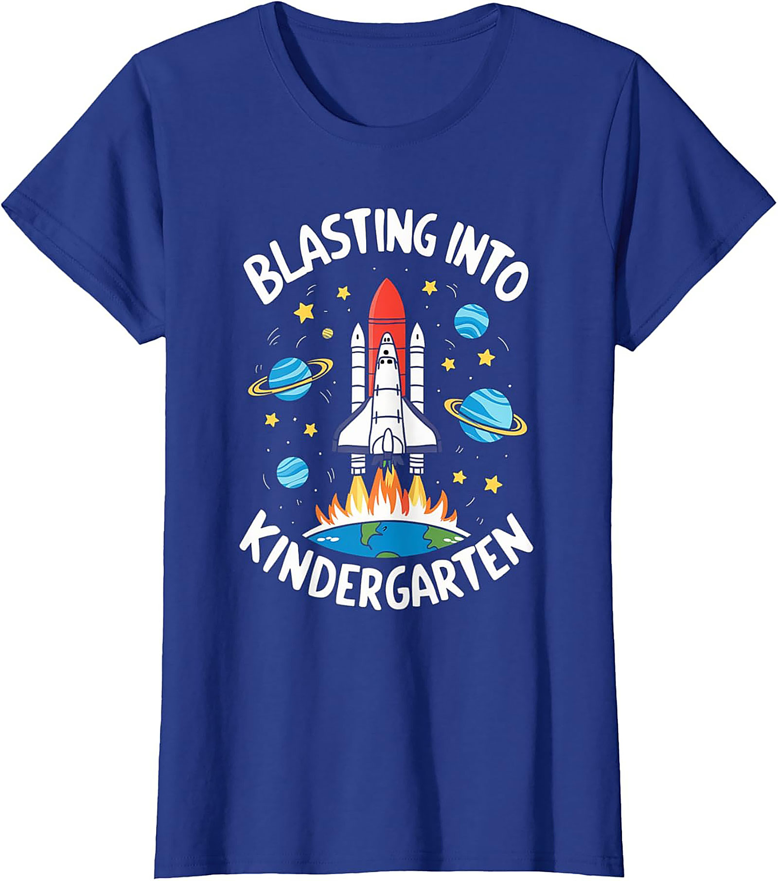 Blasting Into Kindergarten T-shirt | First Day of School Space Shuttle Graphic Tee