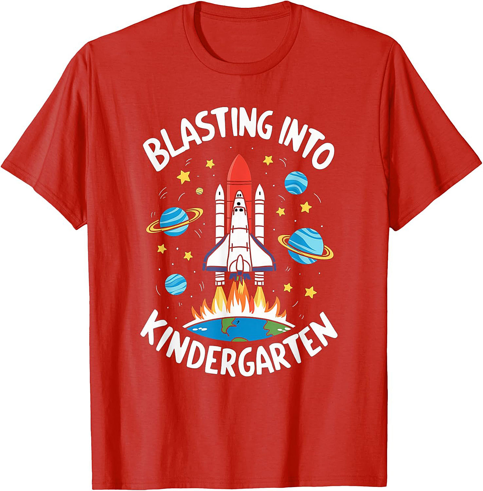 Blasting Into Kindergarten T-shirt | First Day of School Space Shuttle Graphic Tee