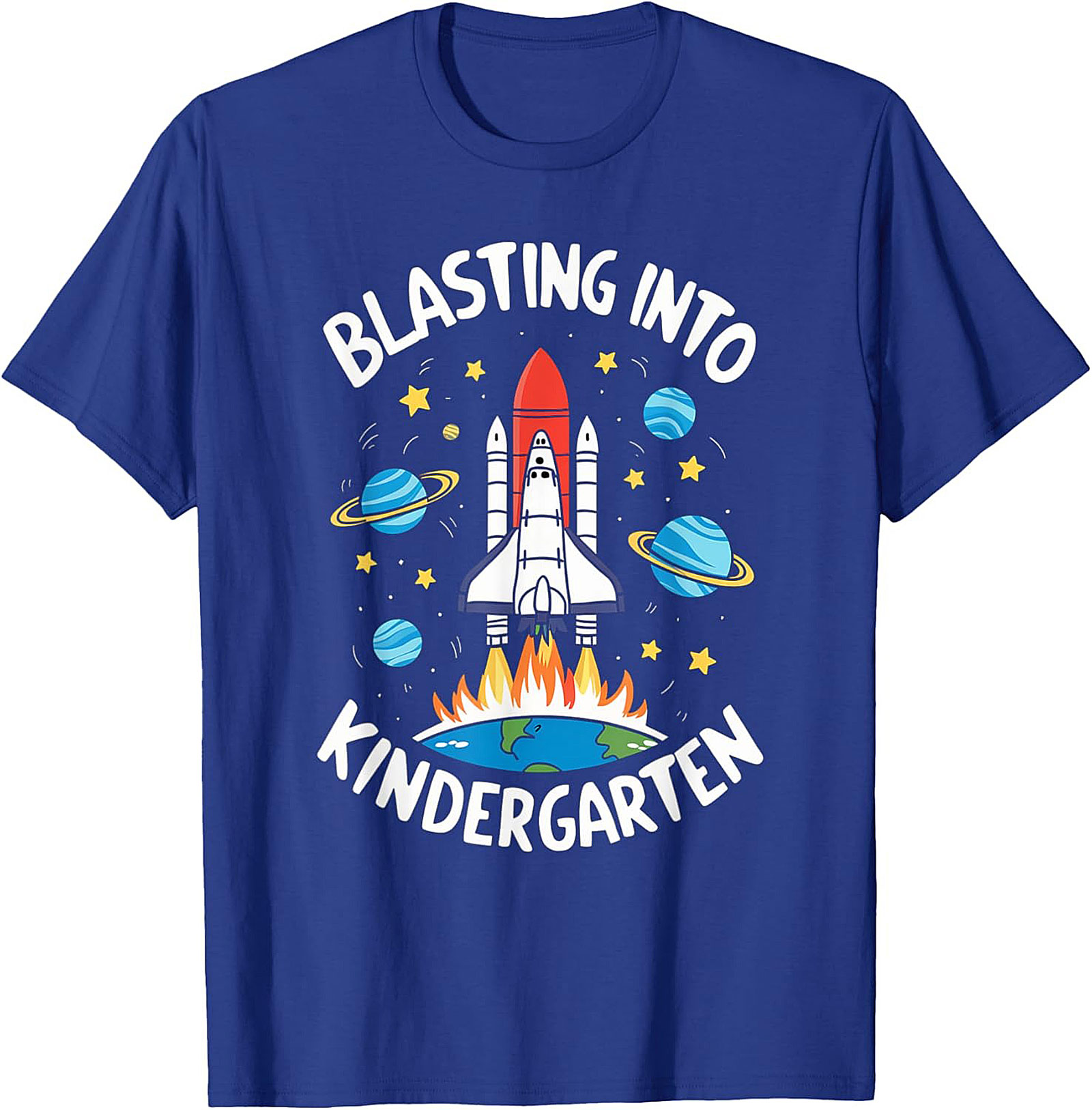 Blasting Into Kindergarten T-shirt | First Day of School Space Shuttle Graphic Tee