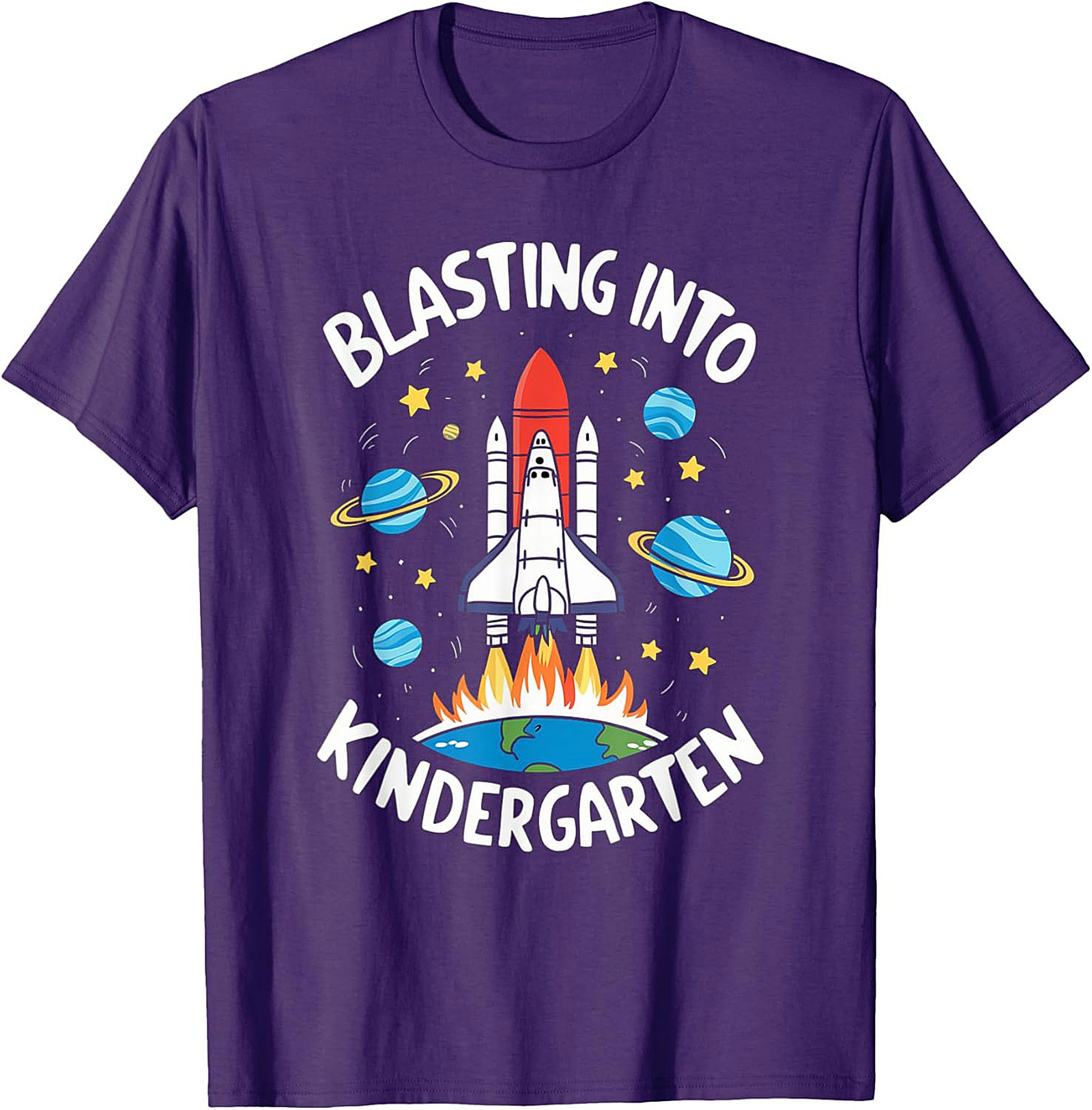 Blasting Into Kindergarten T-shirt | First Day of School Space Shuttle Graphic Tee