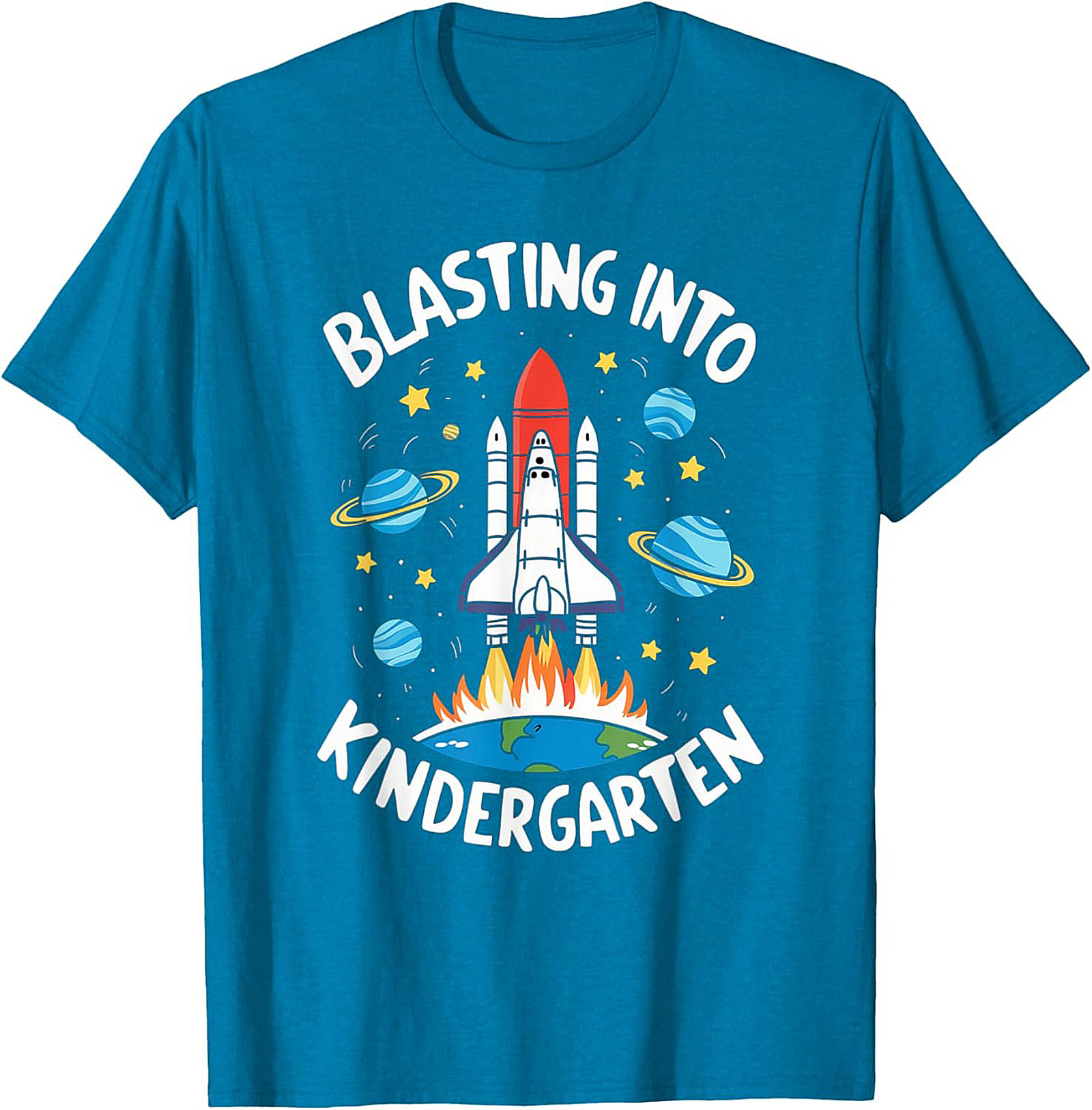 Blasting Into Kindergarten T-shirt | First Day of School Space Shuttle Graphic Tee