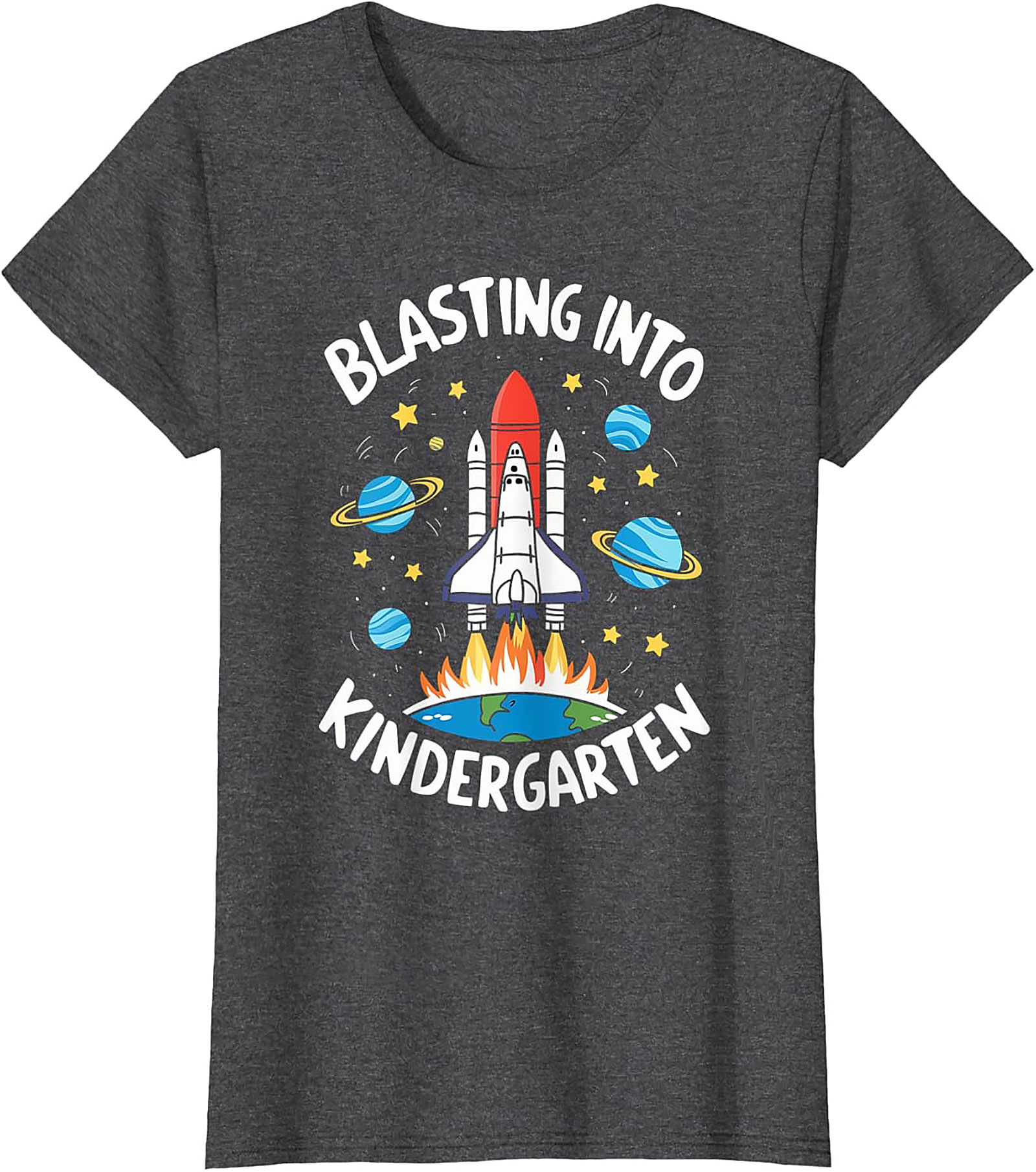 Blasting Into Kindergarten T-shirt | First Day of School Space Shuttle Graphic Tee