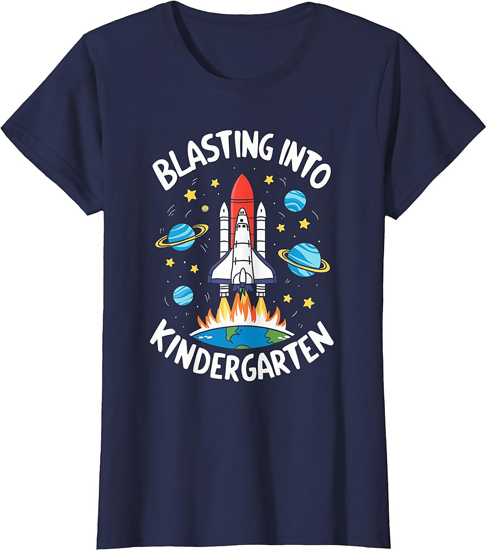 Blasting Into Kindergarten T-shirt | First Day of School Space Shuttle Graphic Tee