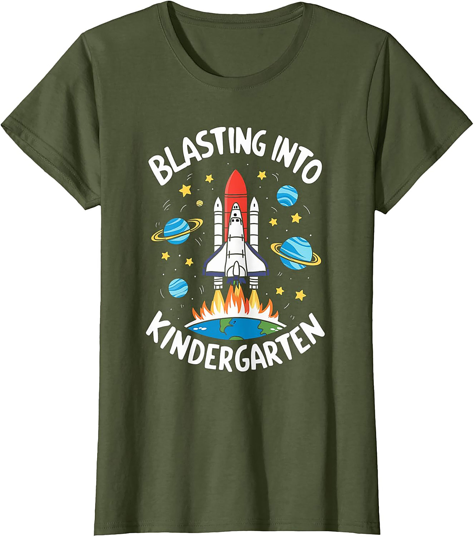 Blasting Into Kindergarten T-shirt | First Day of School Space Shuttle Graphic Tee