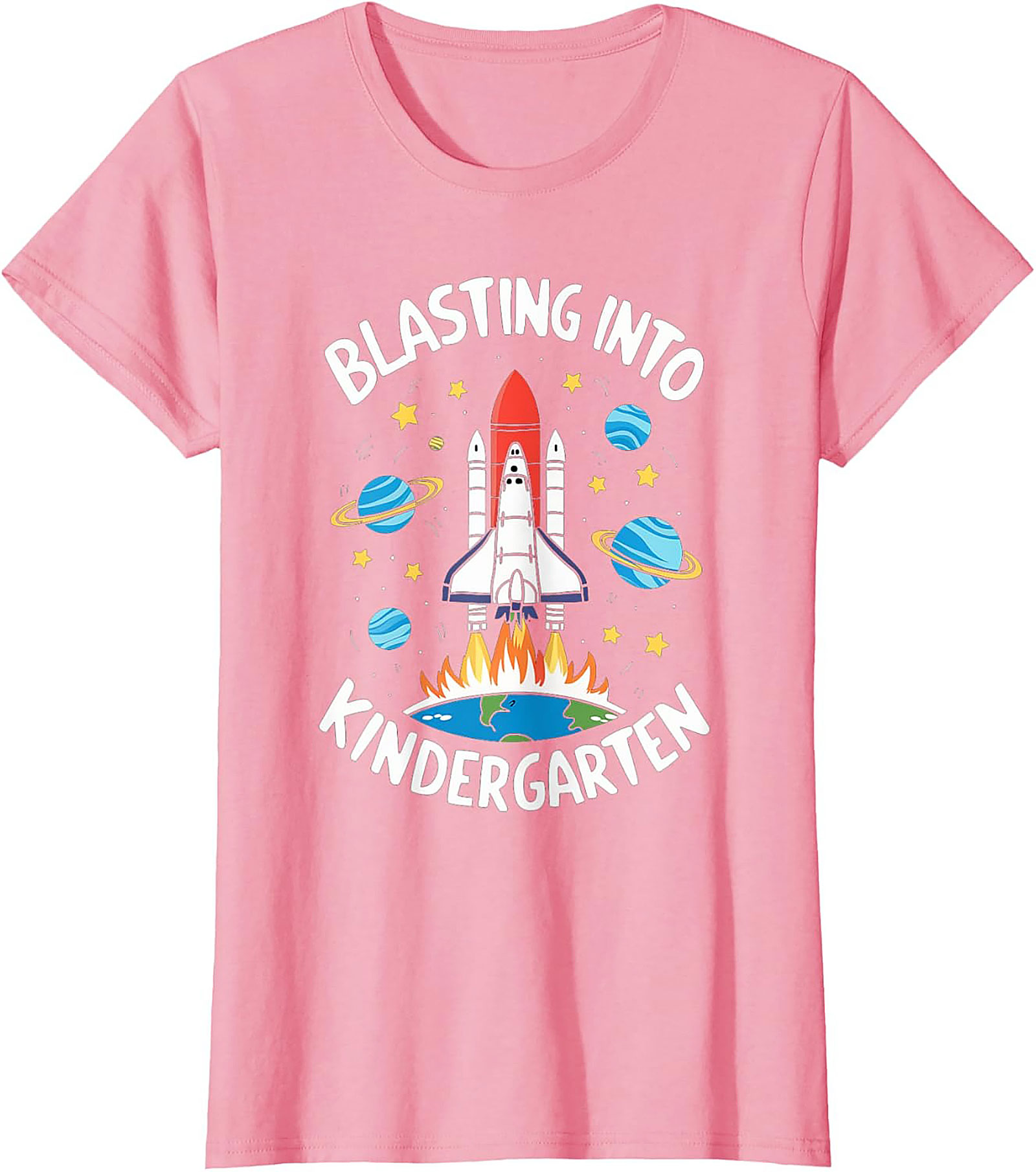 Blasting Into Kindergarten T-shirt | First Day of School Space Shuttle Graphic Tee