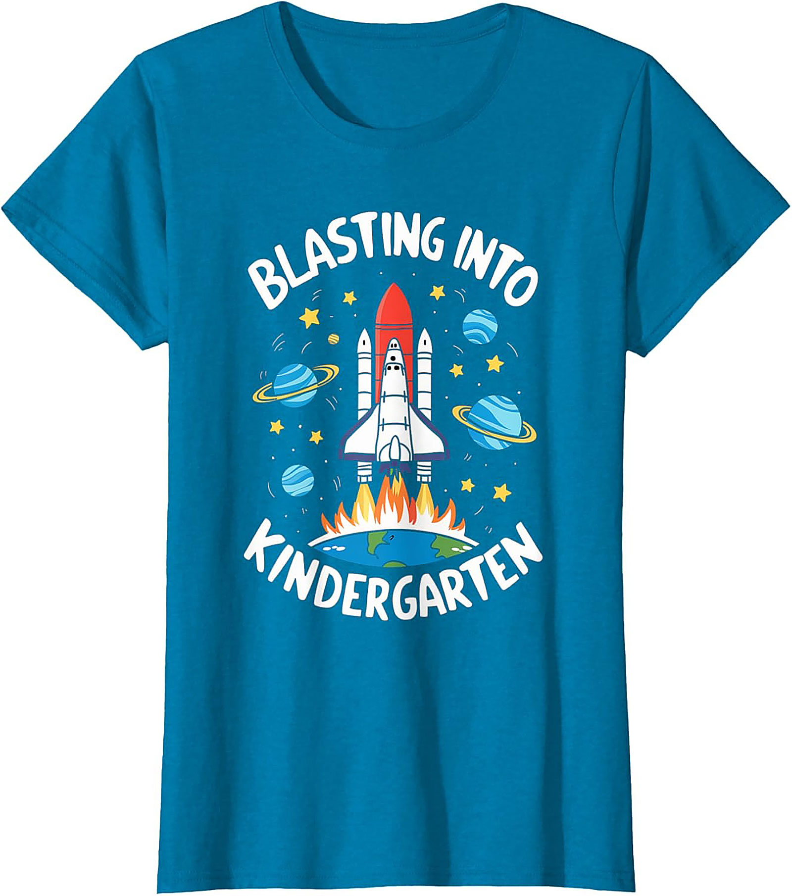 Blasting Into Kindergarten T-shirt | First Day of School Space Shuttle Graphic Tee