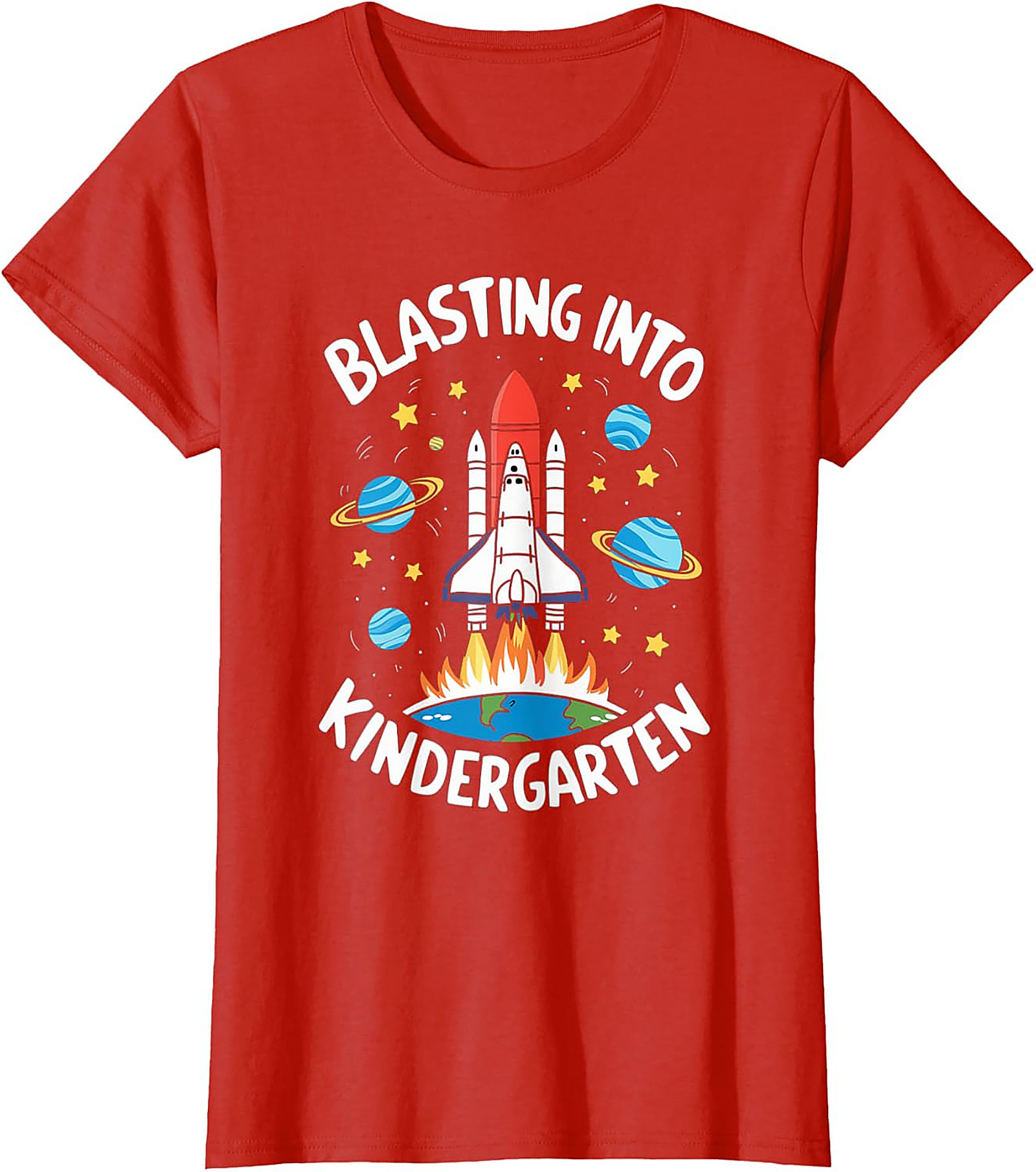 Blasting Into Kindergarten T-shirt | First Day of School Space Shuttle Graphic Tee