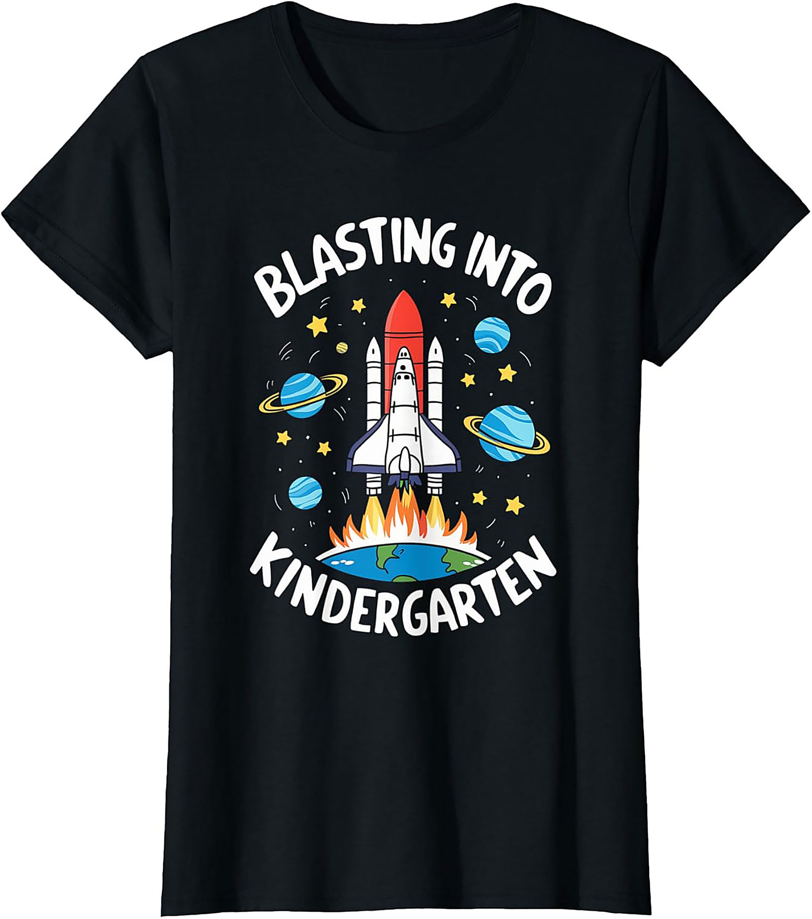 Blasting Into Kindergarten T-shirt | First Day of School Space Shuttle Graphic Tee