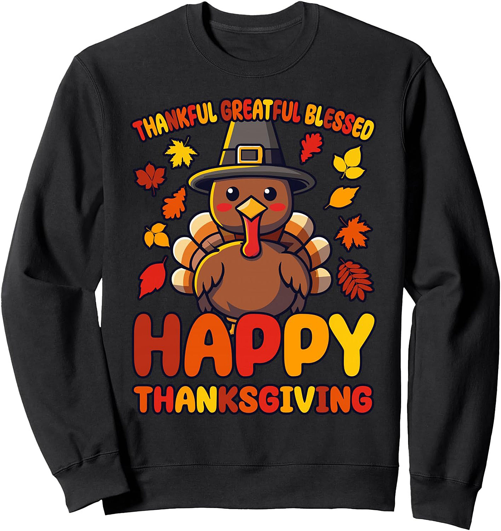 Thankful Turkey Crewneck Sweatshirt – Happy Thanksgiving Gift