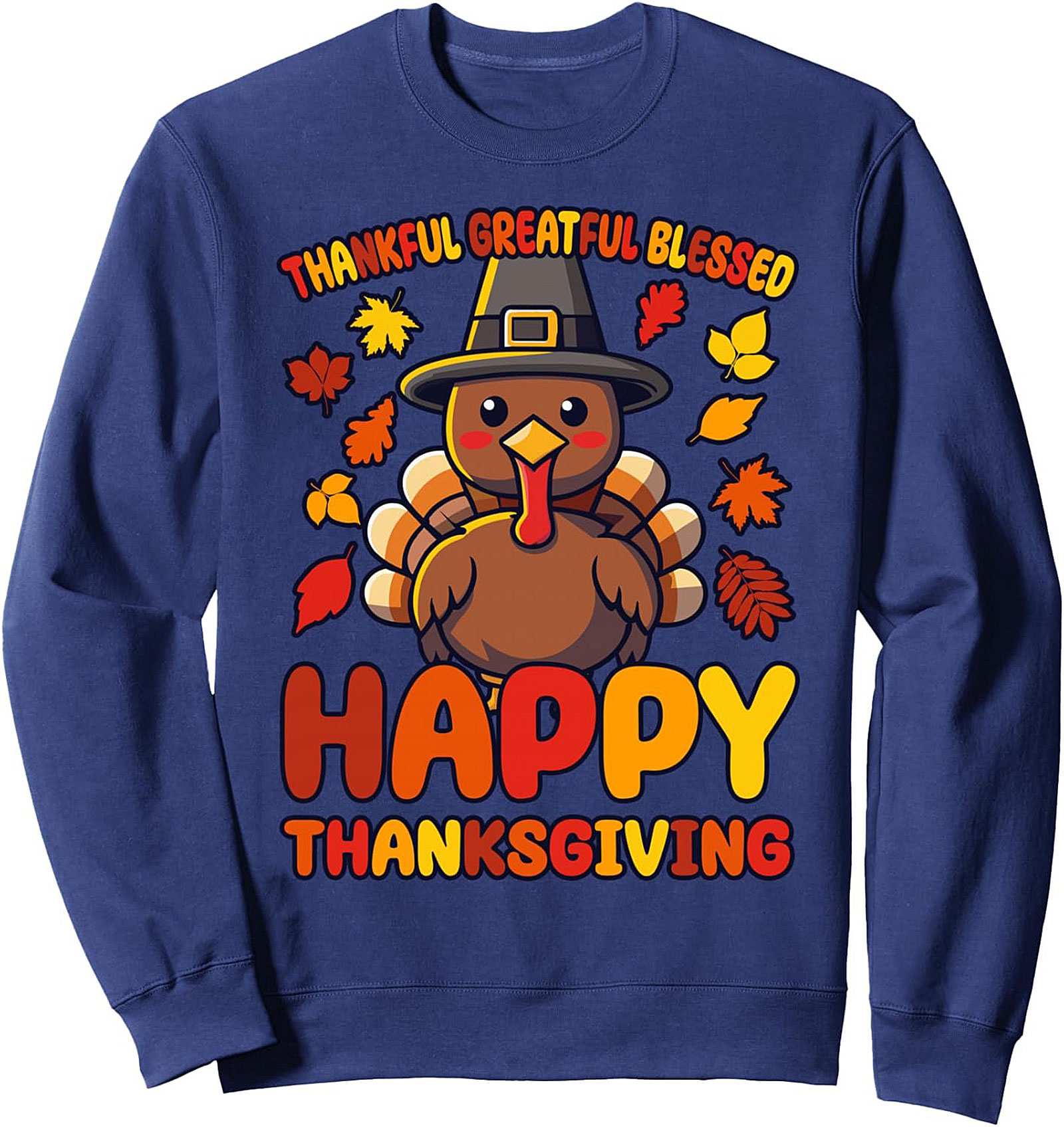 Thankful Turkey Crewneck Sweatshirt – Happy Thanksgiving Gift