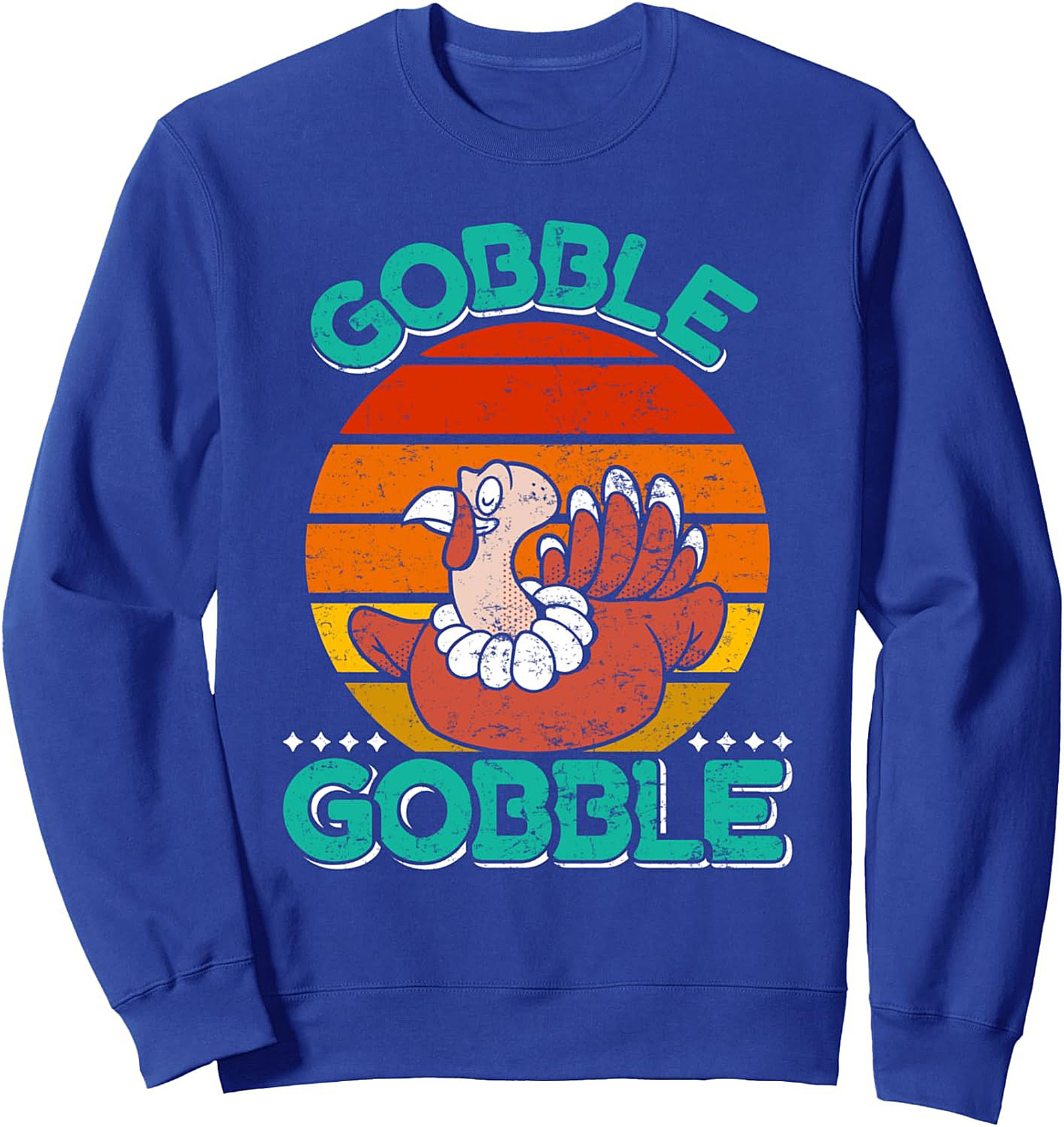 Retro Gobble Gobble Thanksgiving Turkey Crewneck Sweatshirt