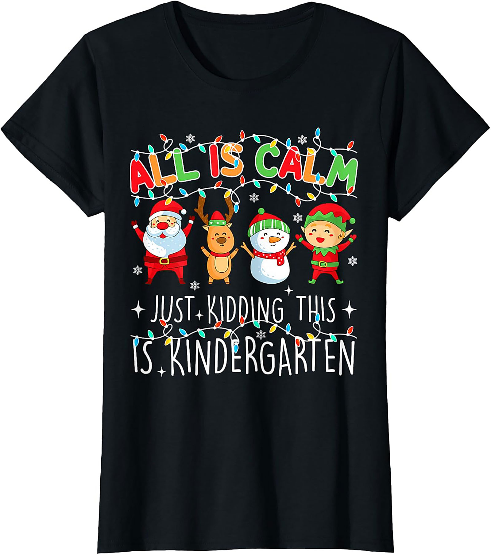 Funny Kindergarten Christmas T-shirt Teacher Gift Tee