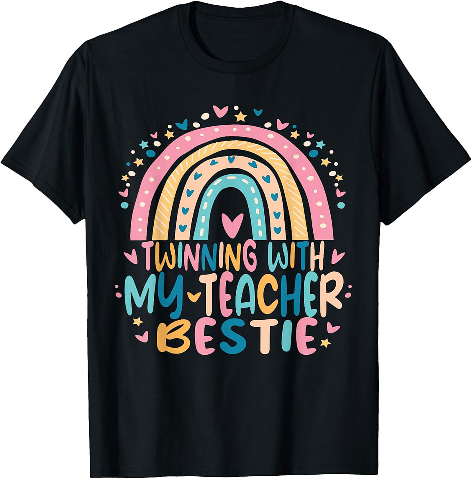 Teacher Bestie T-shirt Funny Rainbow Teacher Graphic Tee