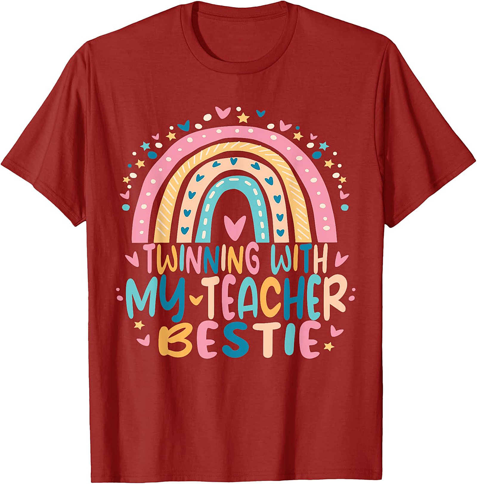 Teacher Bestie T-shirt Funny Rainbow Teacher Graphic Tee