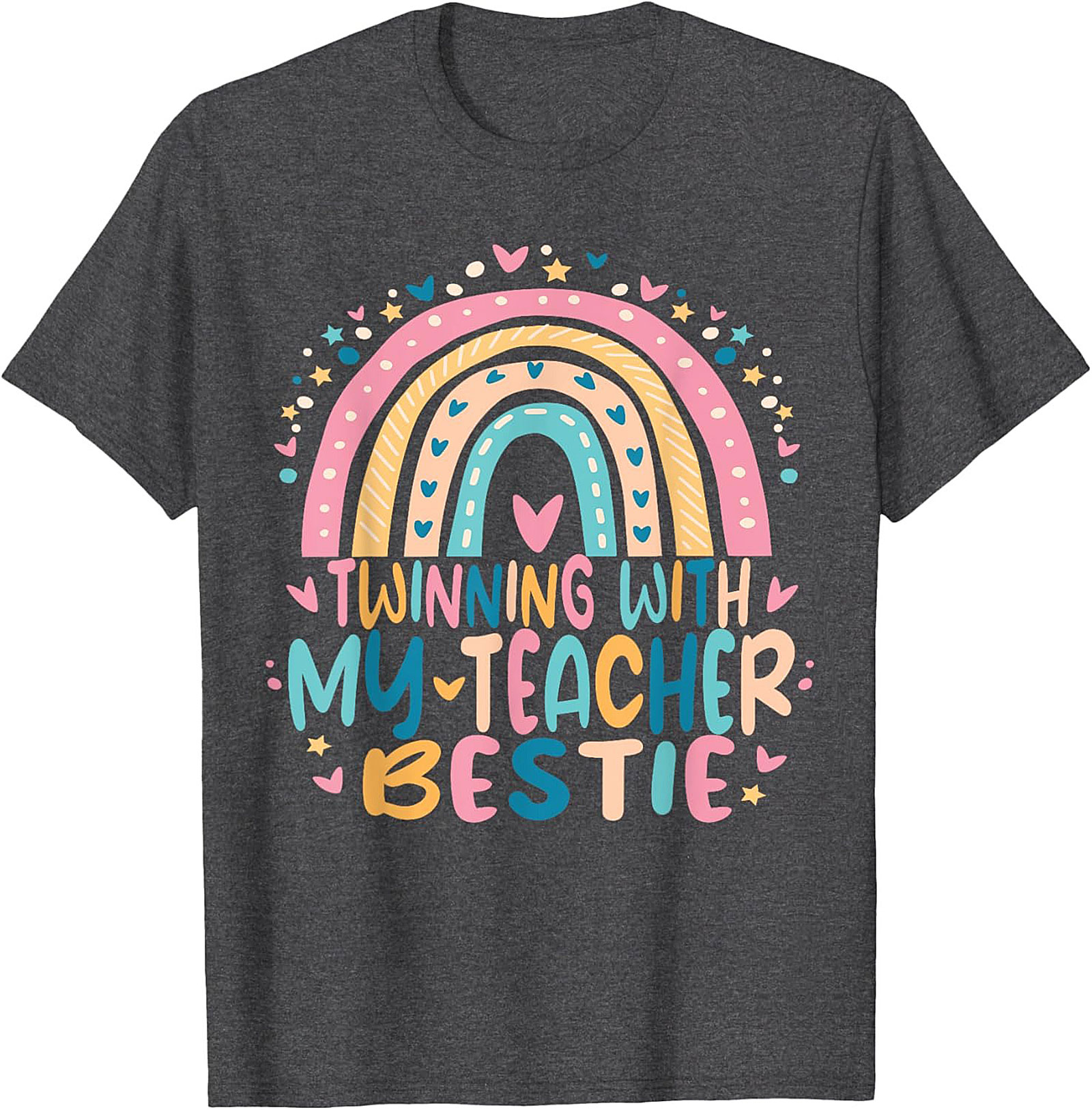 Teacher Bestie T-shirt Funny Rainbow Teacher Graphic Tee
