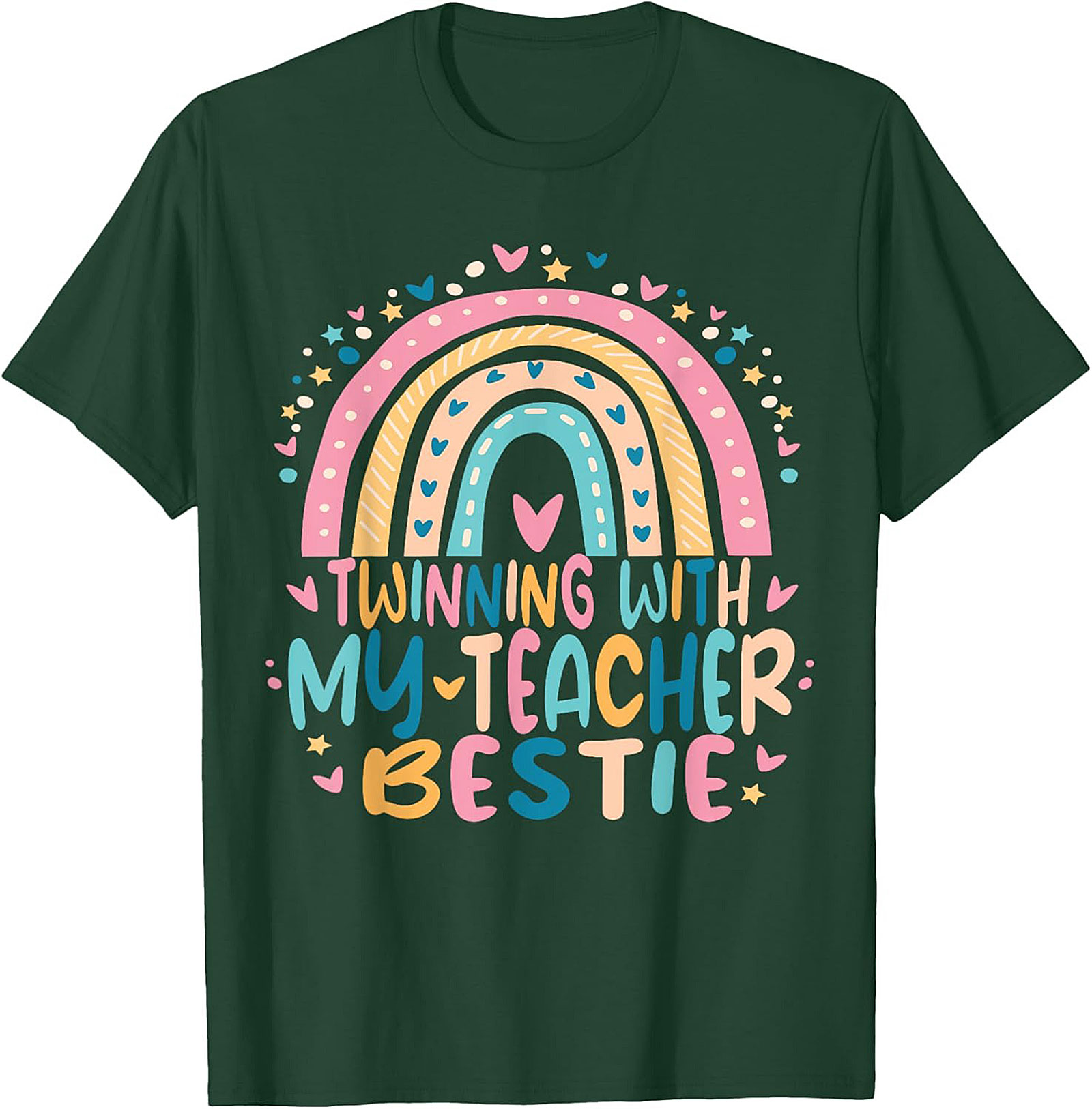 Teacher Bestie T-shirt Funny Rainbow Teacher Graphic Tee