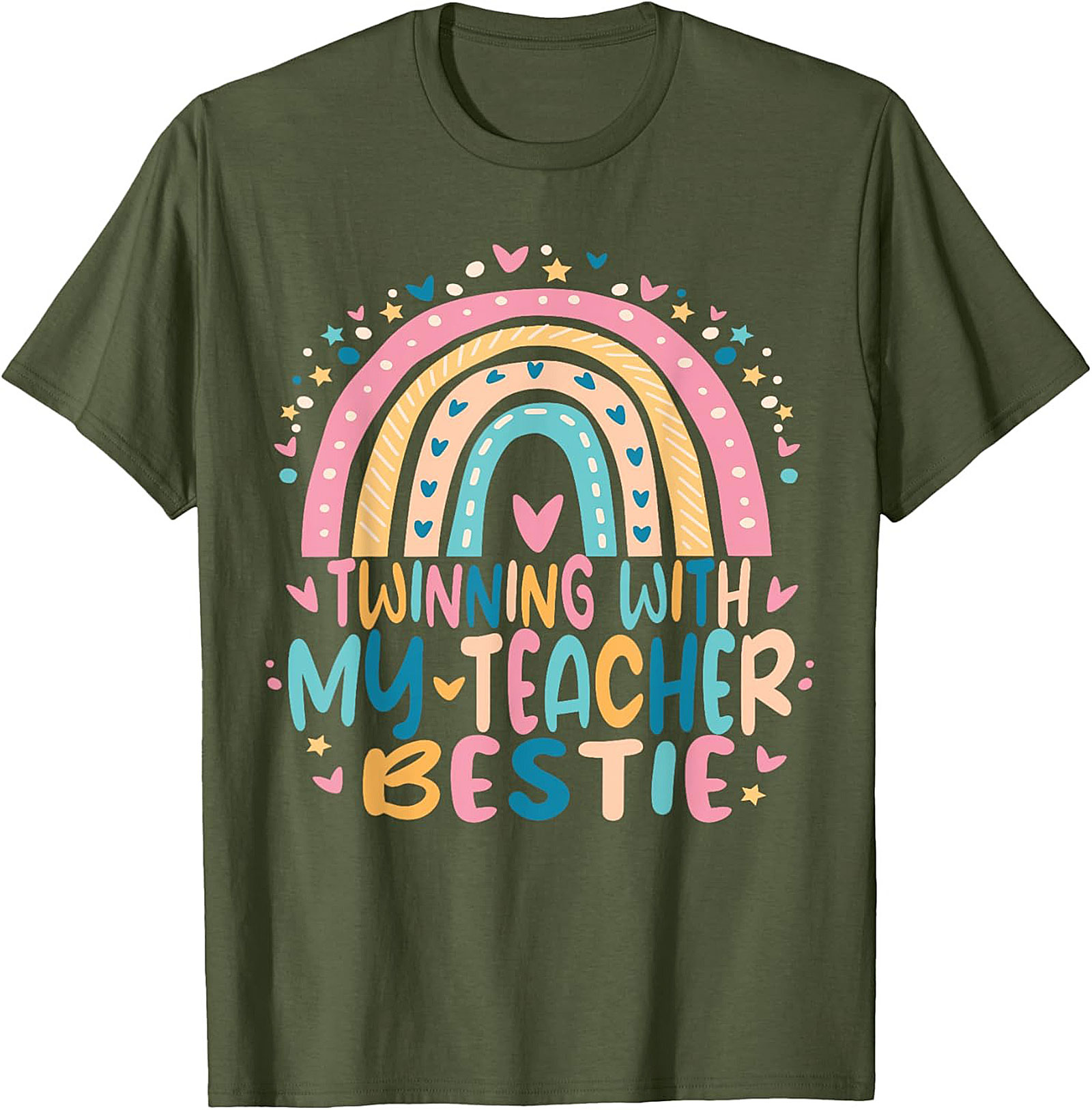 Teacher Bestie T-shirt Funny Rainbow Teacher Graphic Tee