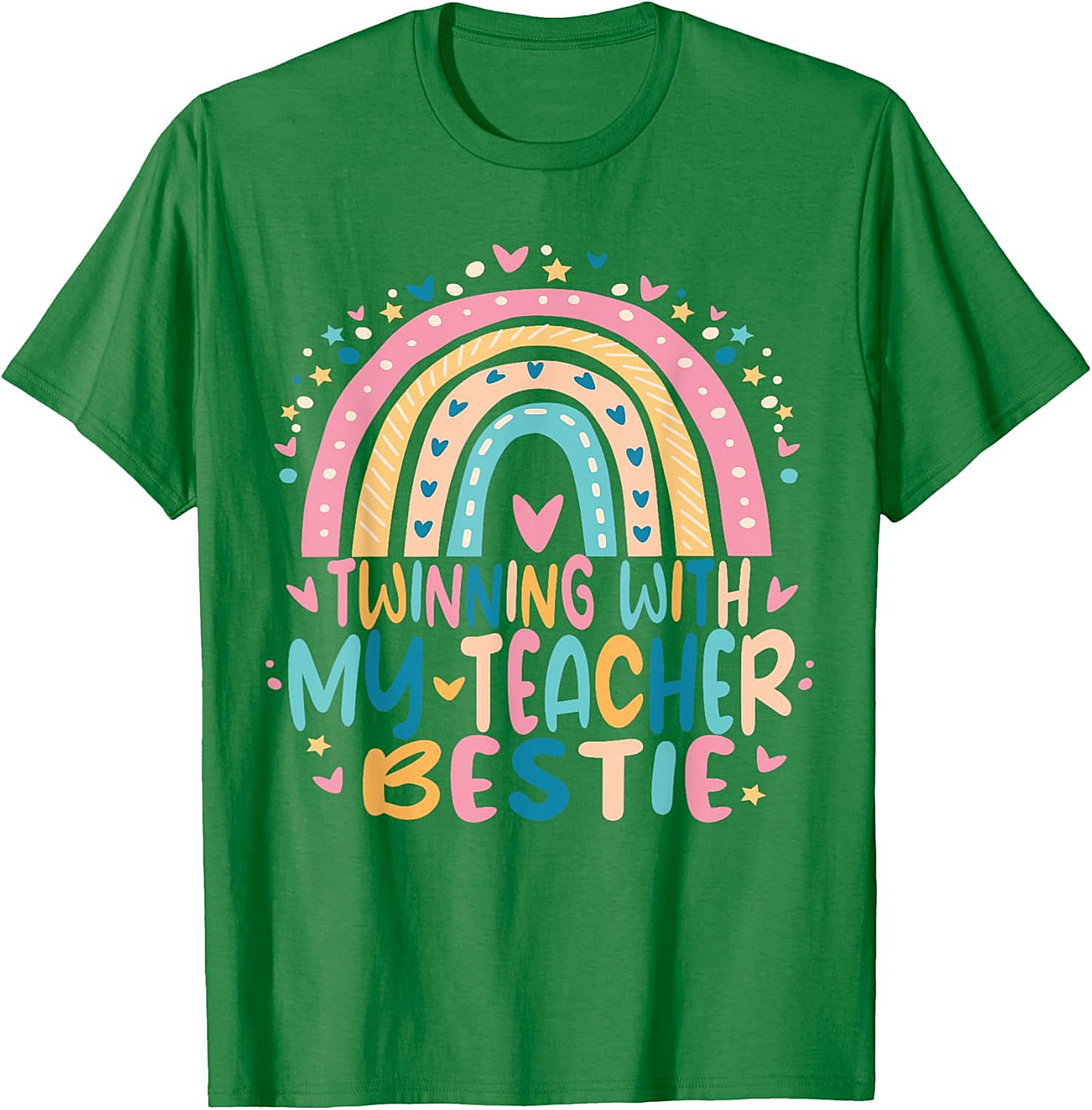 Teacher Bestie T-shirt Funny Rainbow Teacher Graphic Tee