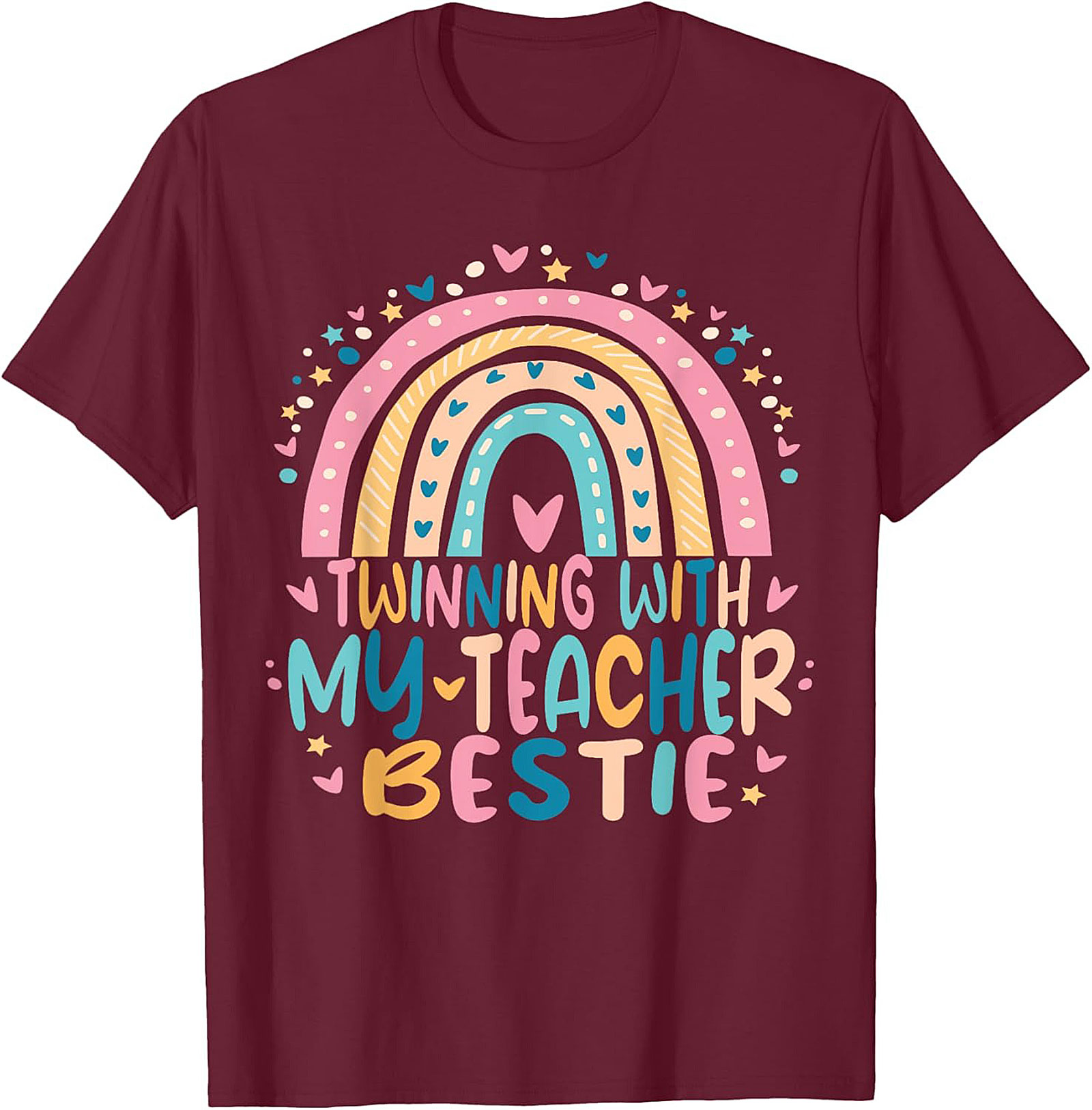 Teacher Bestie T-shirt Funny Rainbow Teacher Graphic Tee