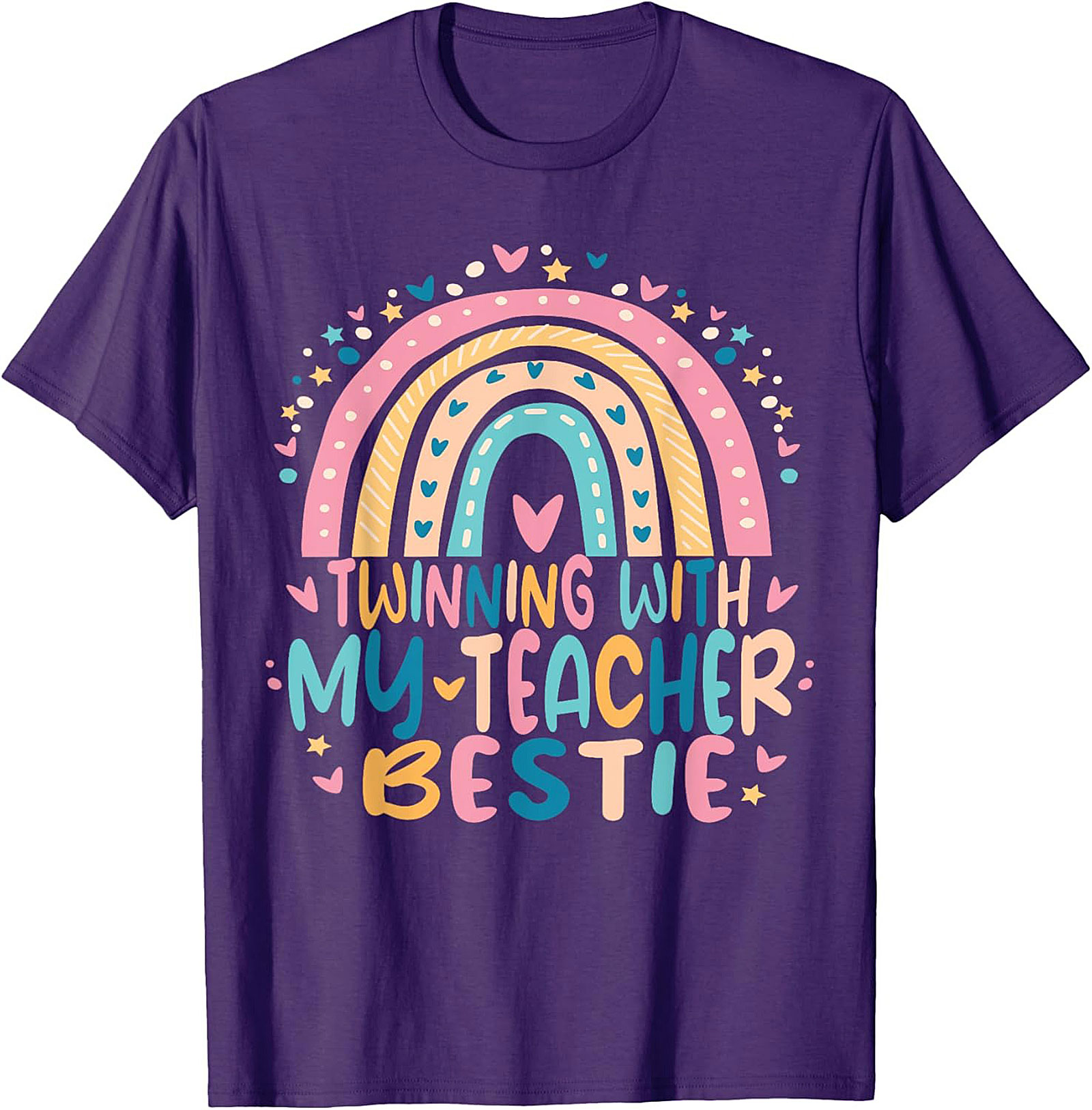 Teacher Bestie T-shirt Funny Rainbow Teacher Graphic Tee