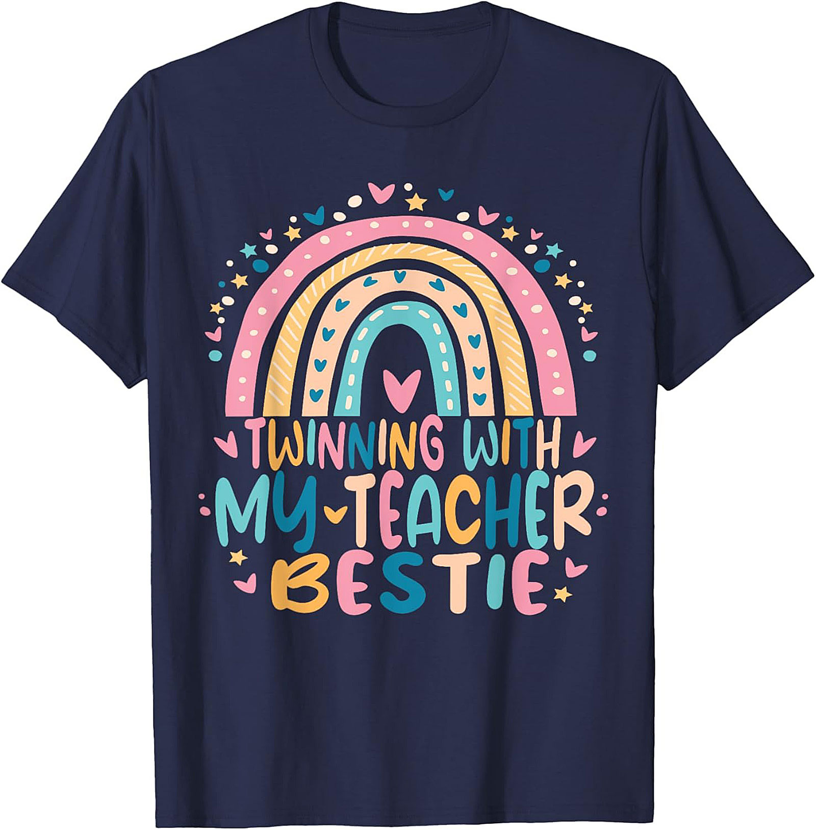 Teacher Bestie T-shirt Funny Rainbow Teacher Graphic Tee