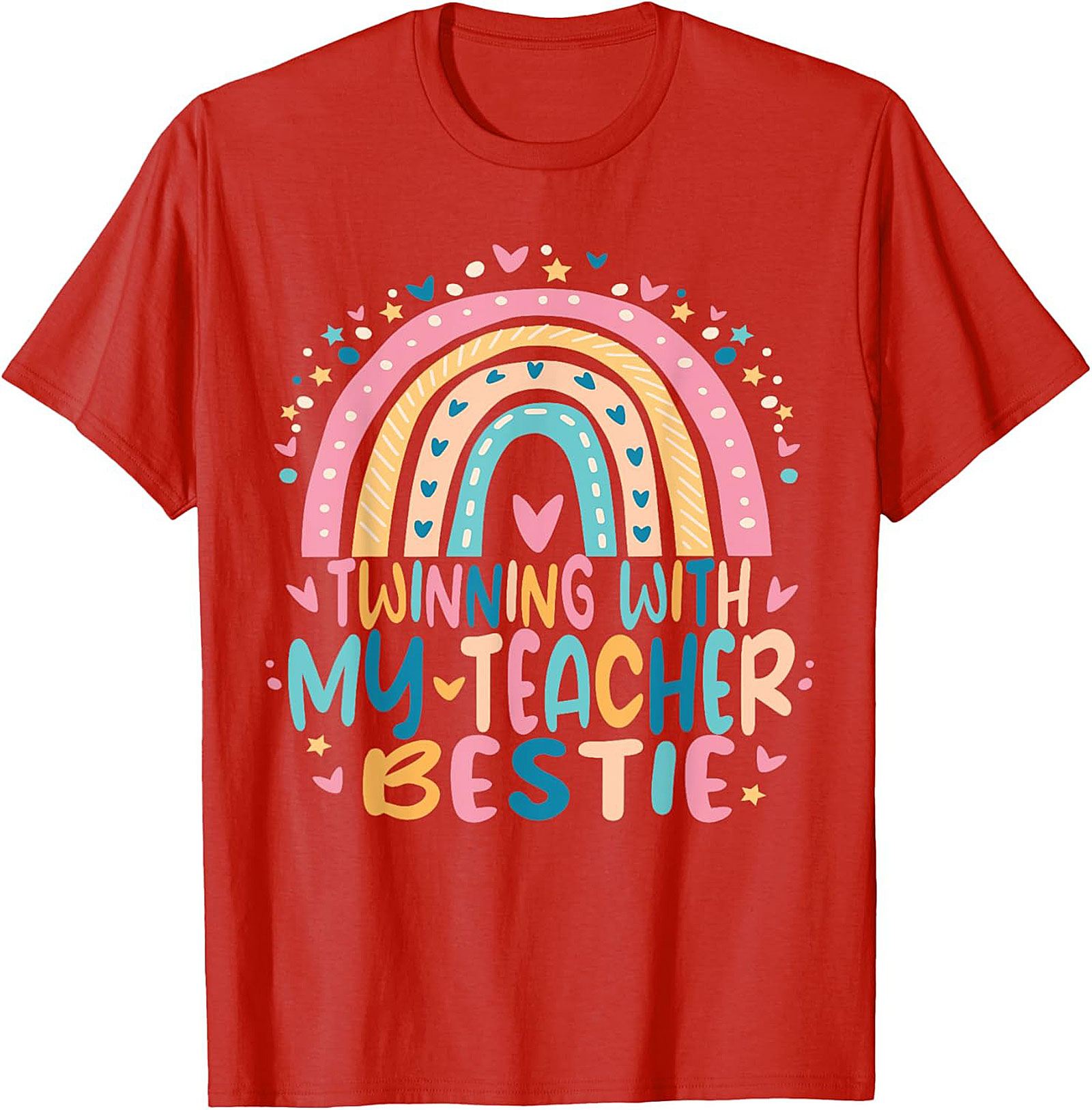Teacher Bestie T-shirt Funny Rainbow Teacher Graphic Tee