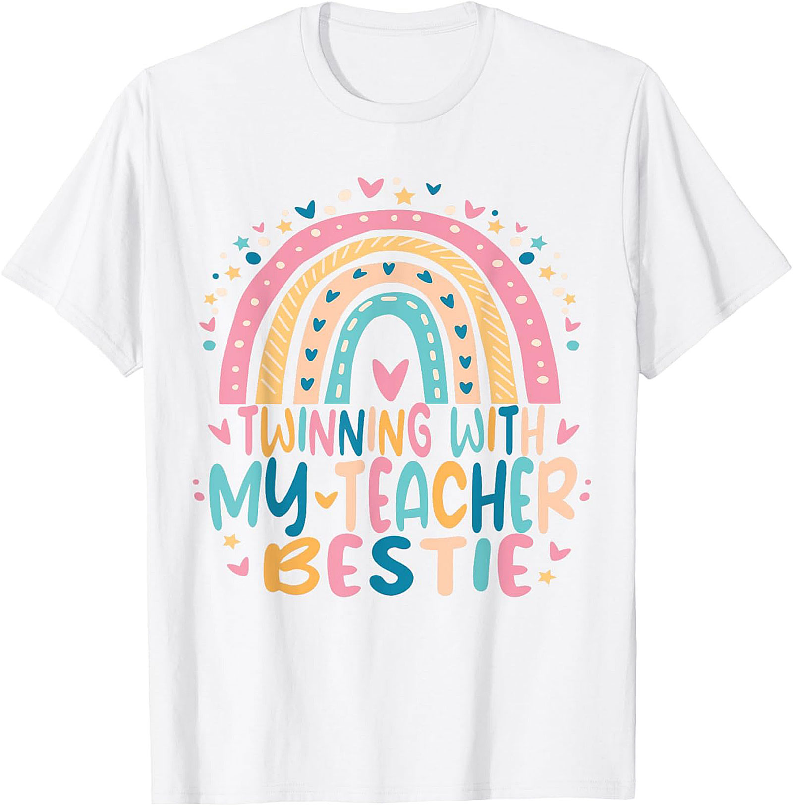 Teacher Bestie T-shirt Funny Rainbow Teacher Graphic Tee