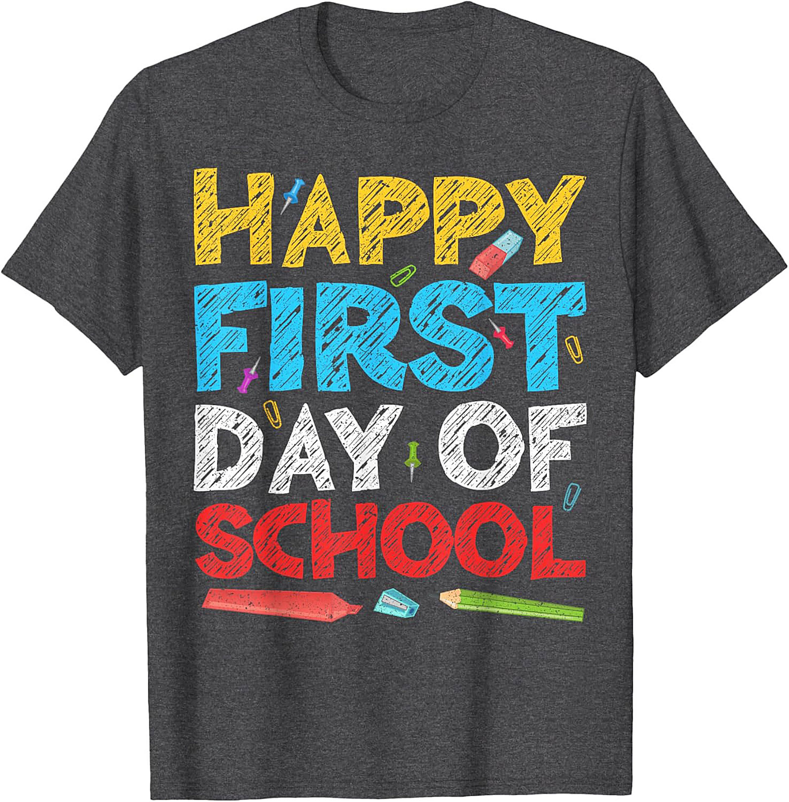 Happy First Day of School T-shirt | Back to School Chalk Style Graphic Tee