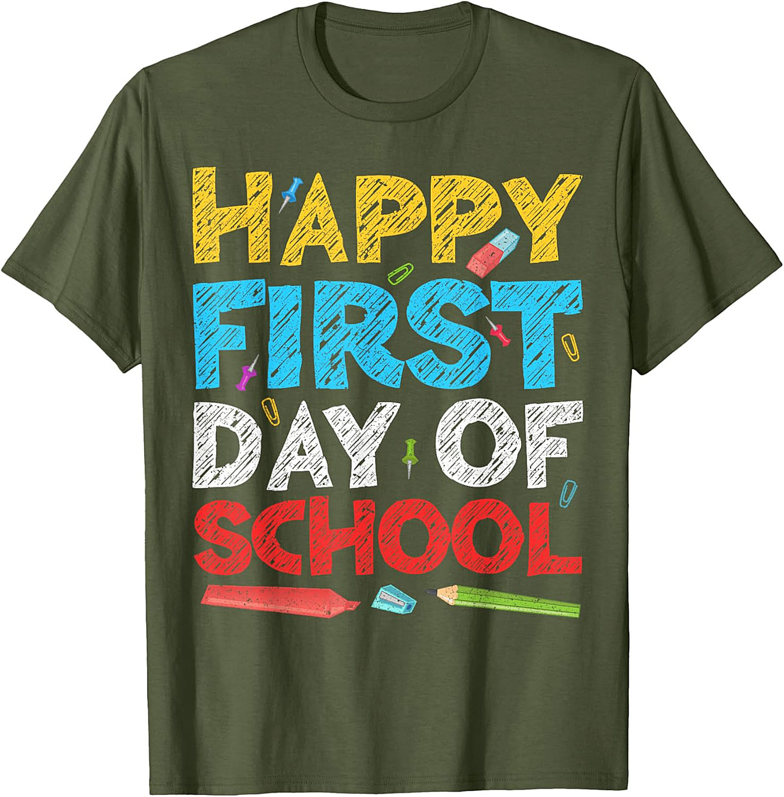 Happy First Day of School T-shirt | Back to School Chalk Style Graphic Tee