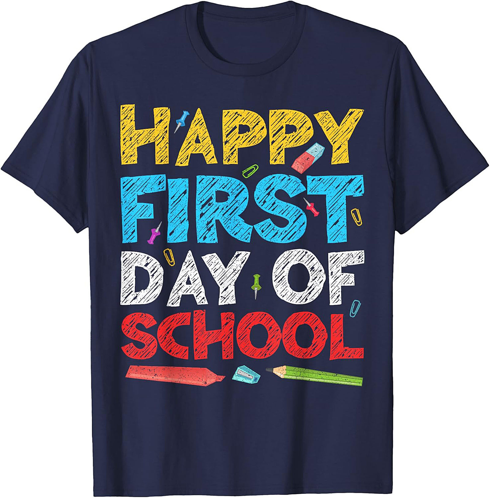 Happy First Day of School T-shirt | Back to School Chalk Style Graphic Tee
