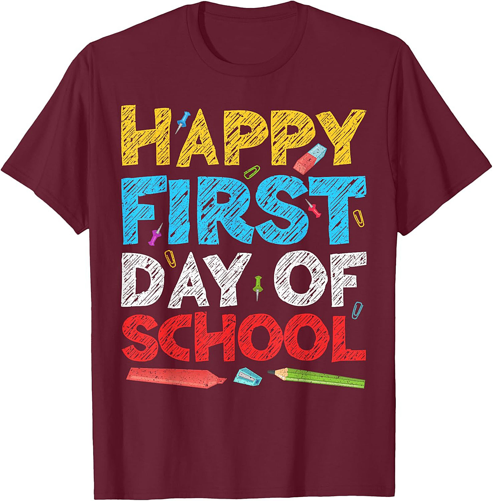 Happy First Day of School T-shirt | Back to School Chalk Style Graphic Tee