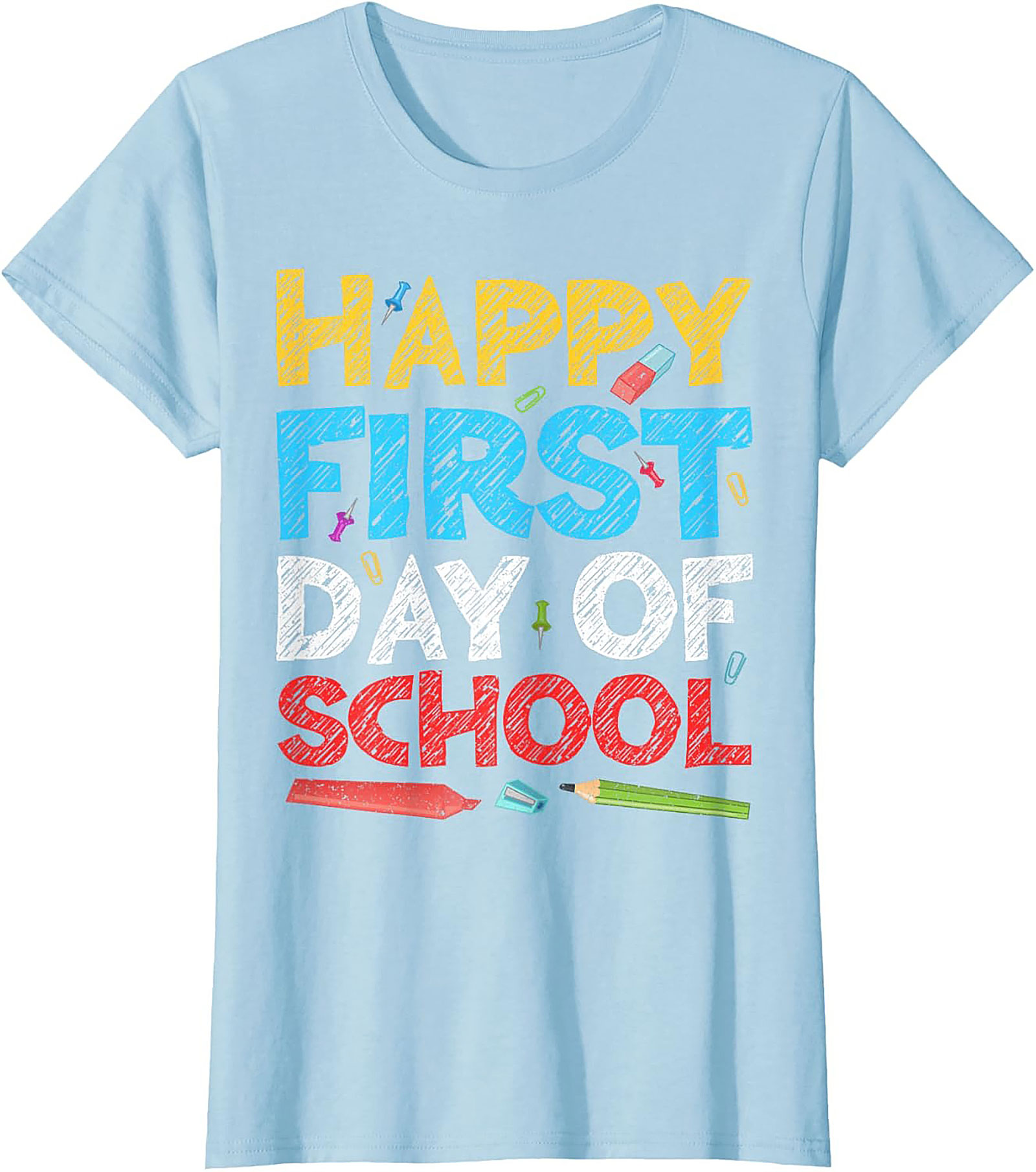 Happy First Day of School T-shirt | Back to School Chalk Style Graphic Tee