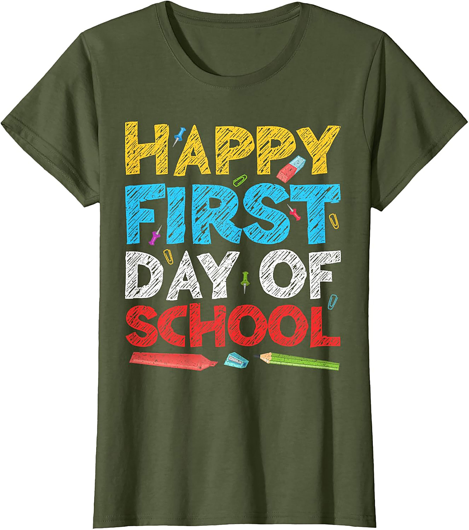 Happy First Day of School T-shirt | Back to School Chalk Style Graphic Tee