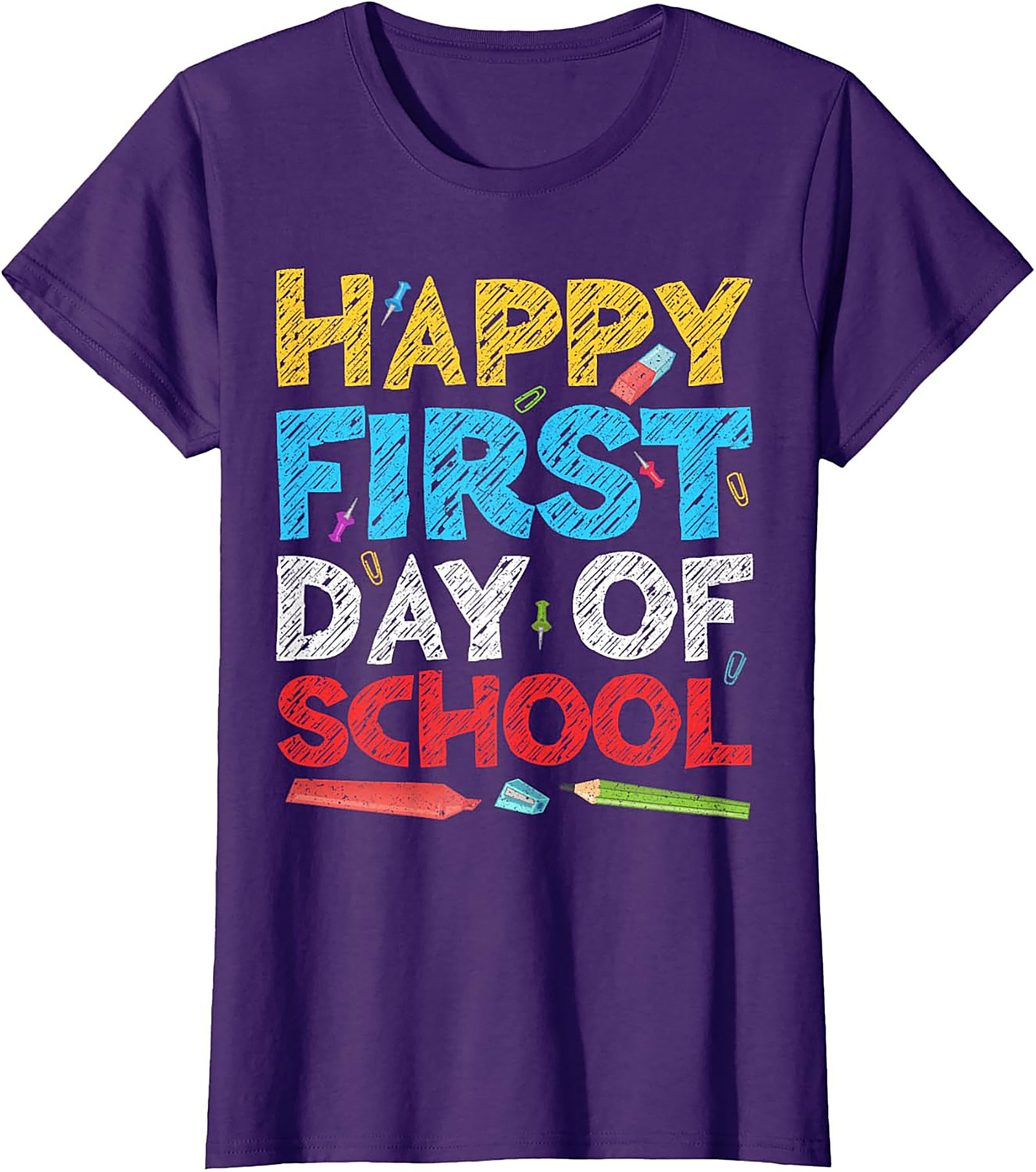 Happy First Day of School T-shirt | Back to School Chalk Style Graphic Tee