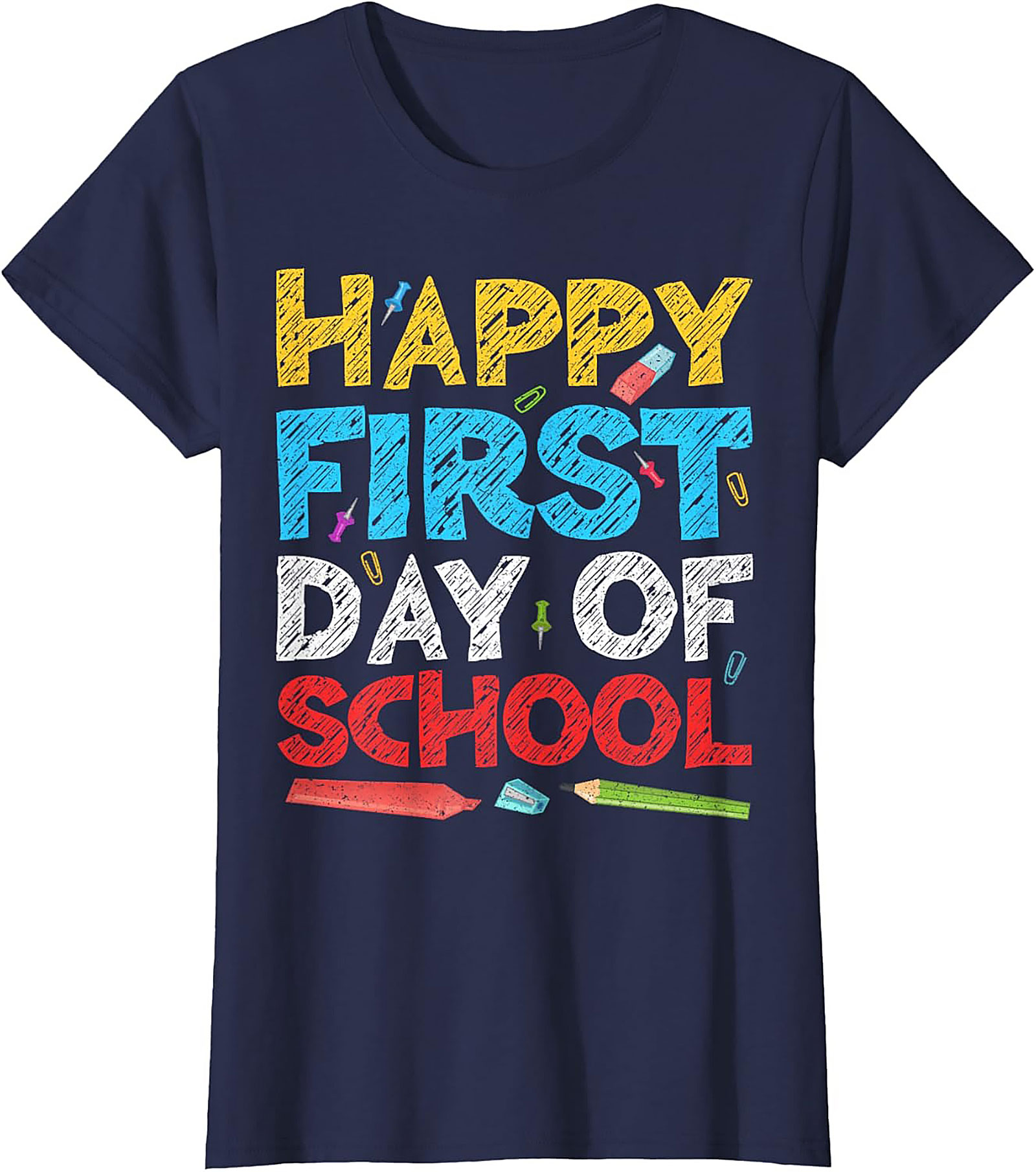Happy First Day of School T-shirt | Back to School Chalk Style Graphic Tee