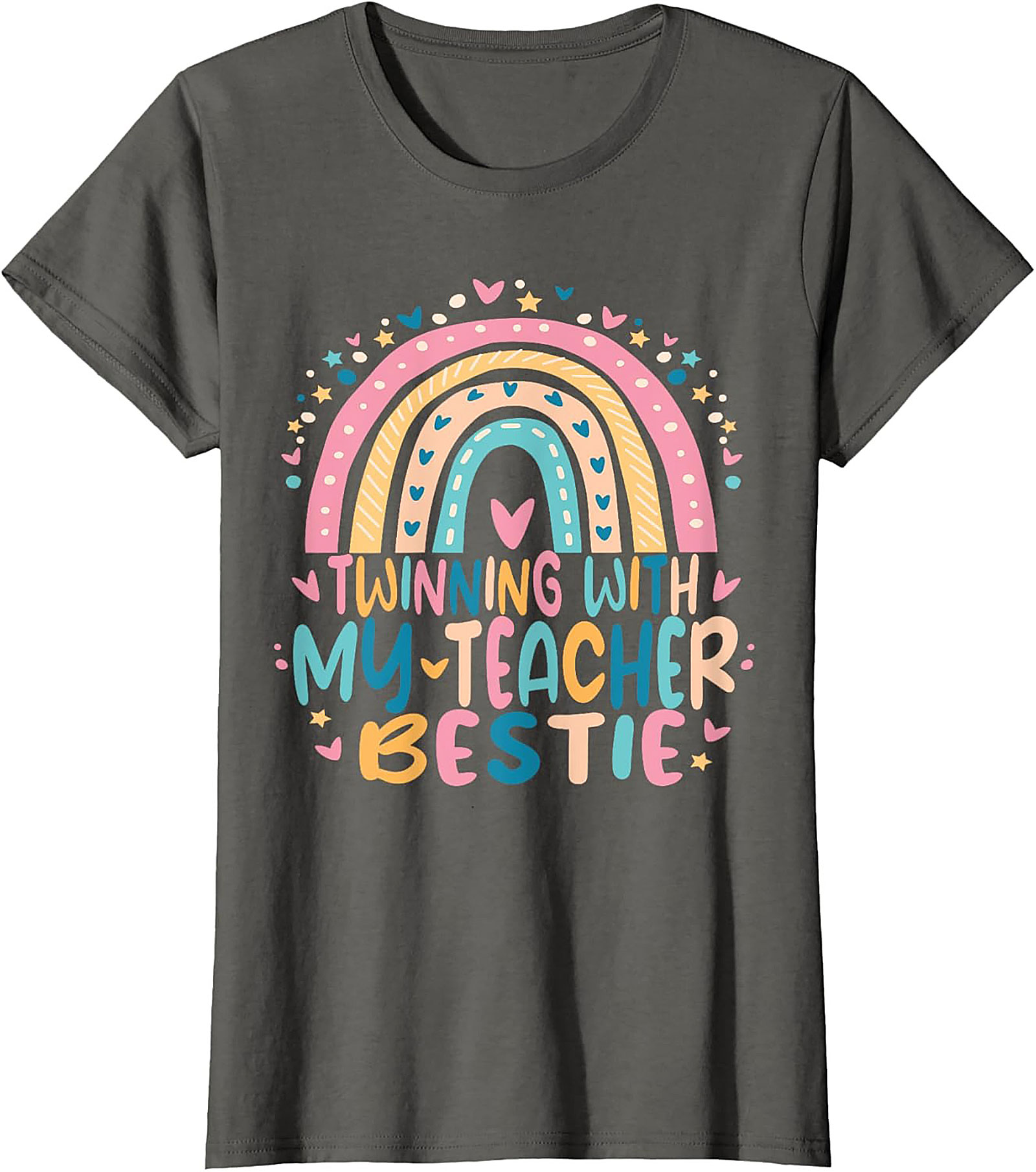 Teacher Bestie T-shirt Funny Rainbow Teacher Graphic Tee