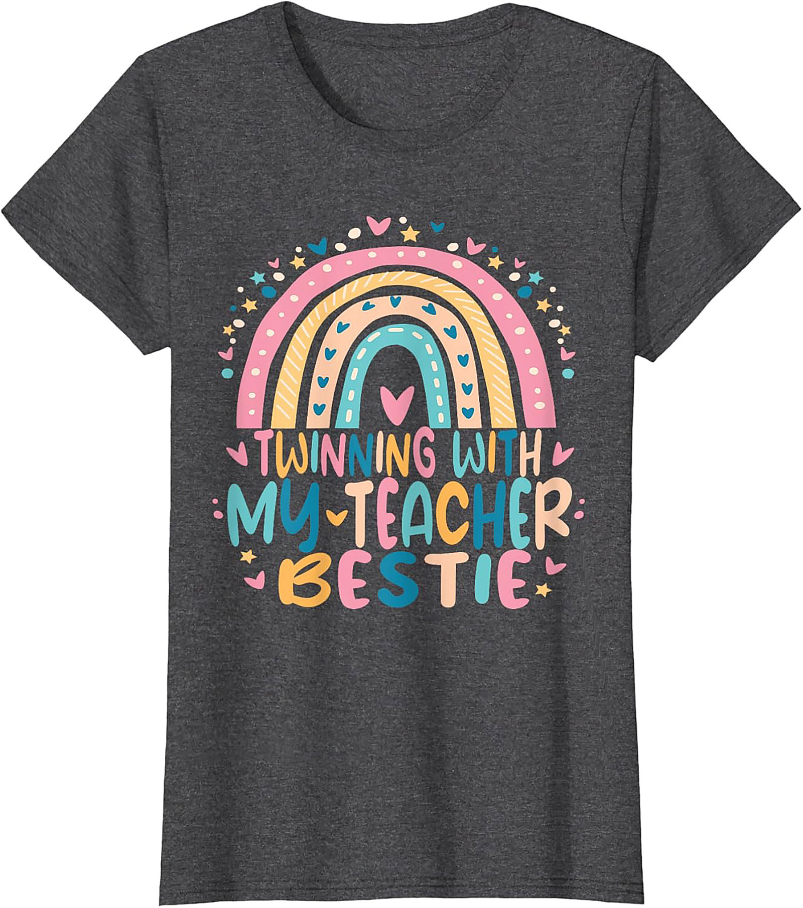 Teacher Bestie T-shirt Funny Rainbow Teacher Graphic Tee