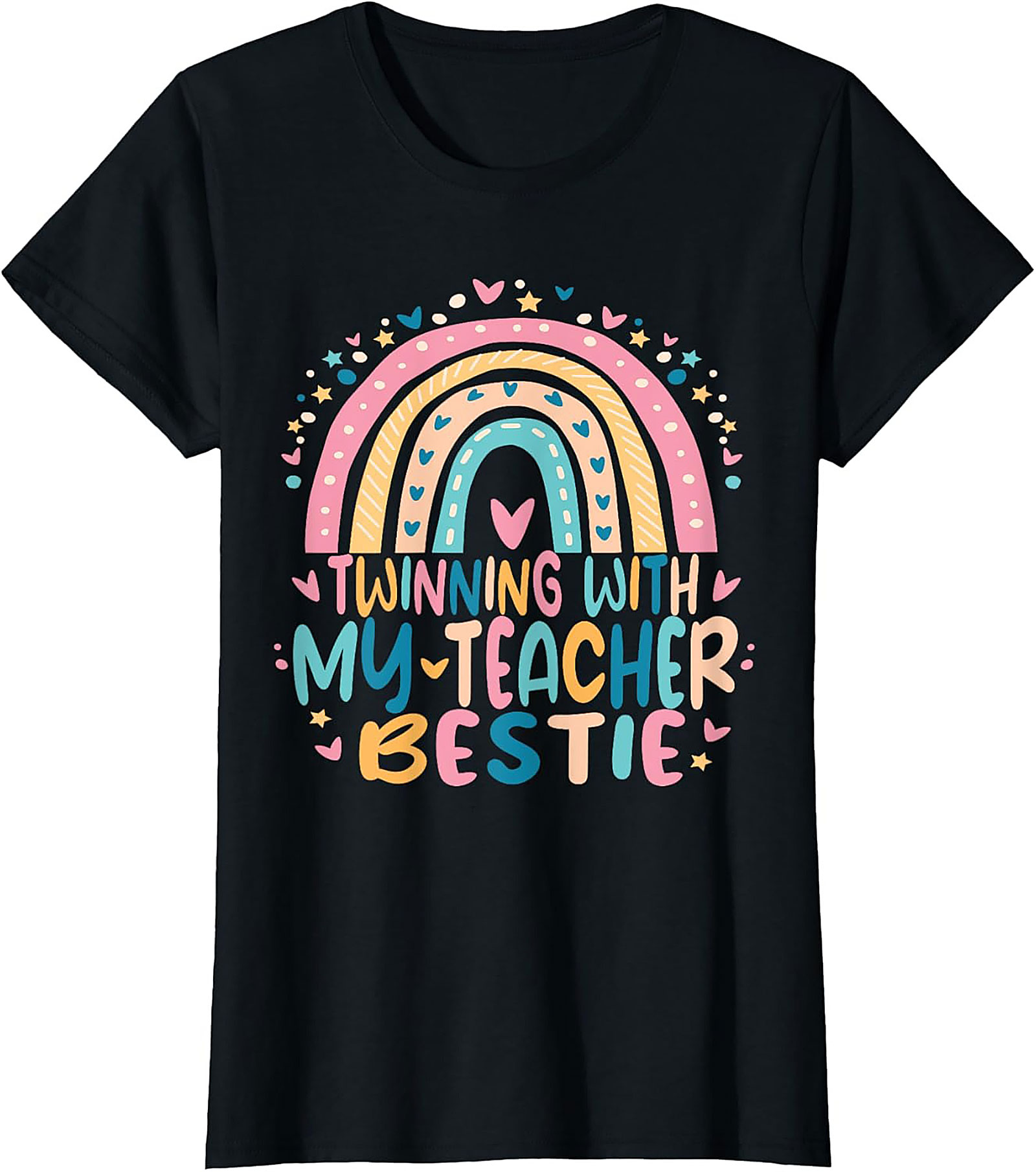 Teacher Bestie T-shirt Funny Rainbow Teacher Graphic Tee